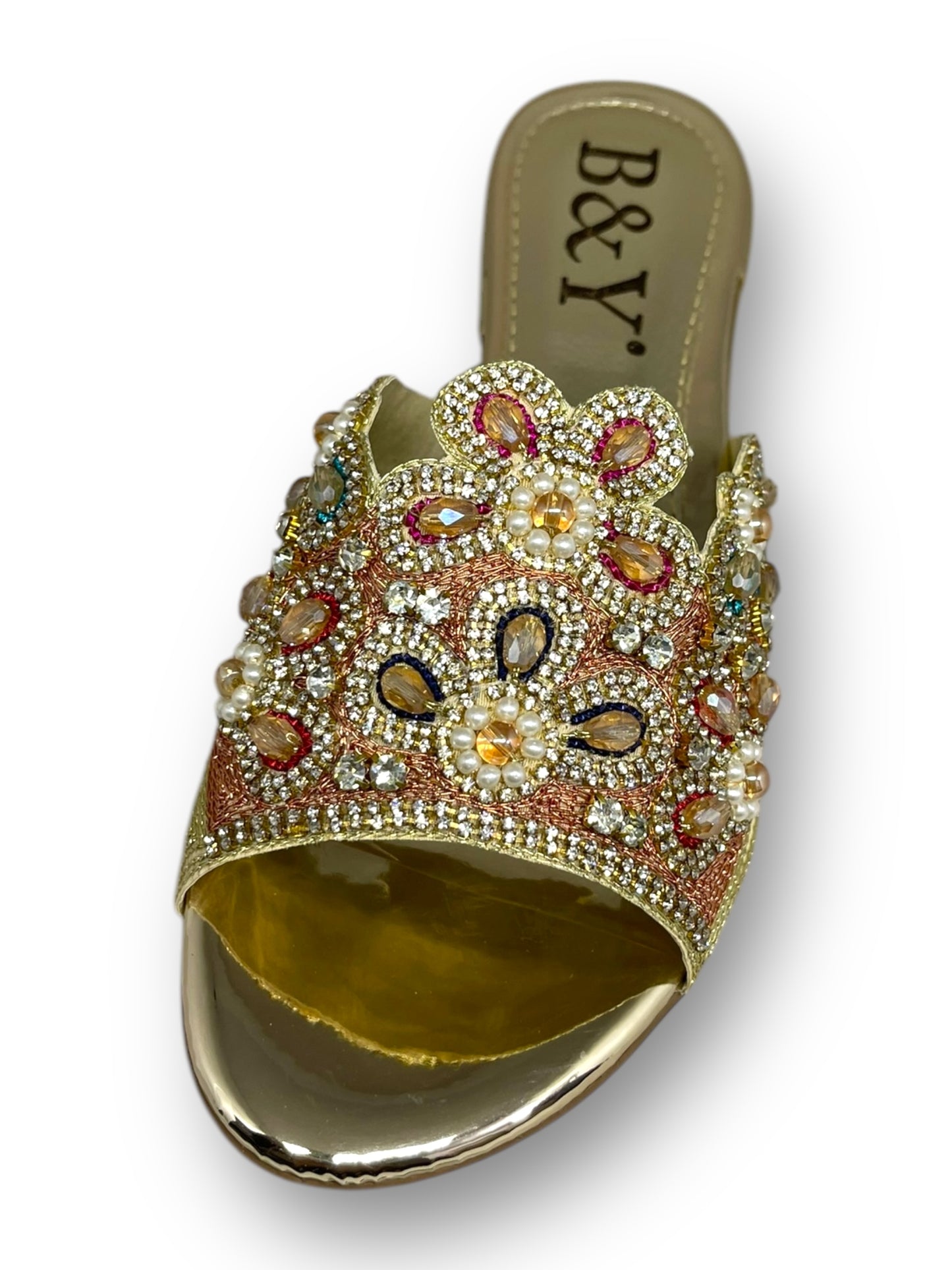 Tamanco 9209 Dourado Com Salto Bloco 3cm