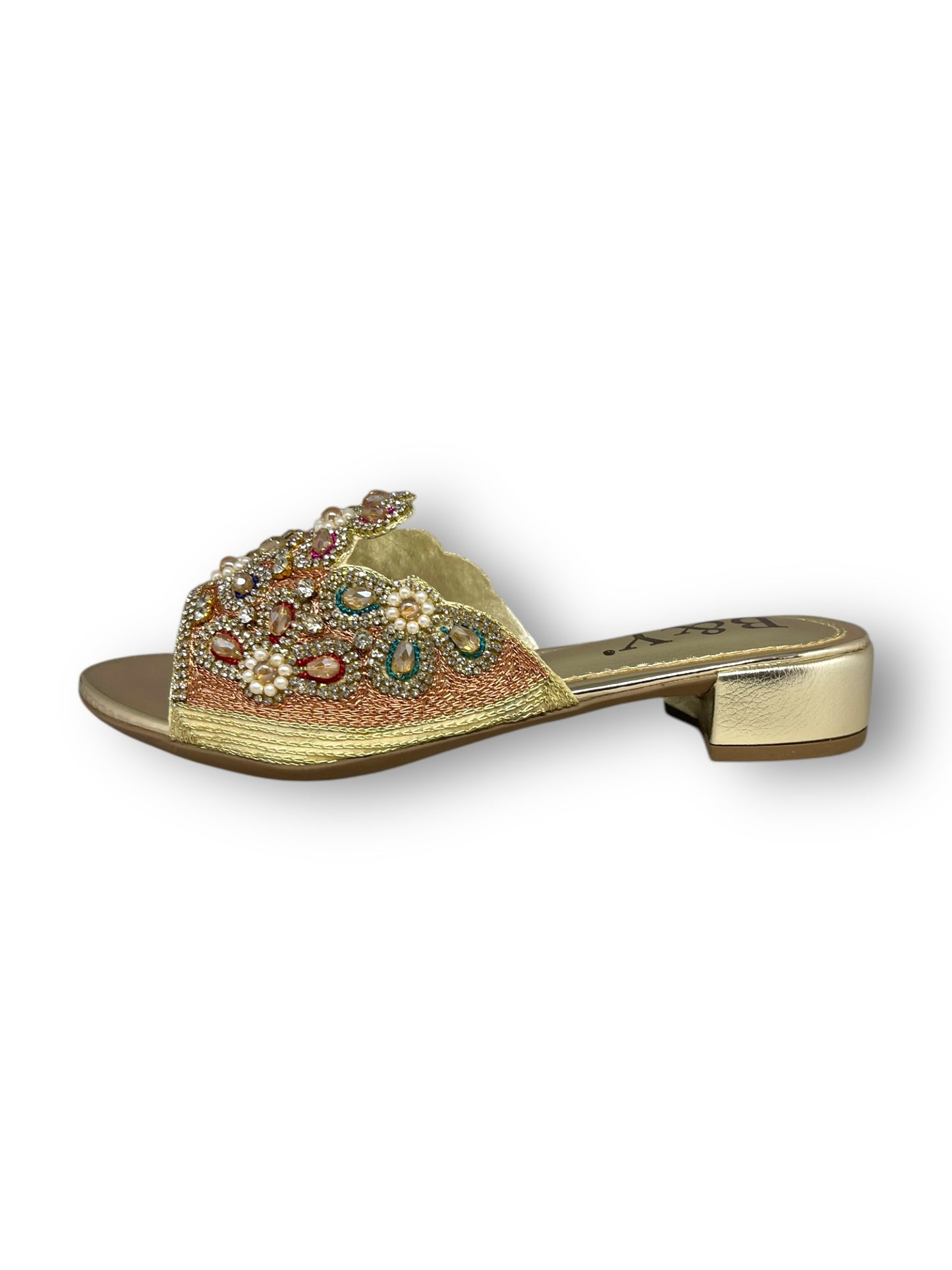 Tamanco 9209 Dourado Com Salto Bloco 3cm