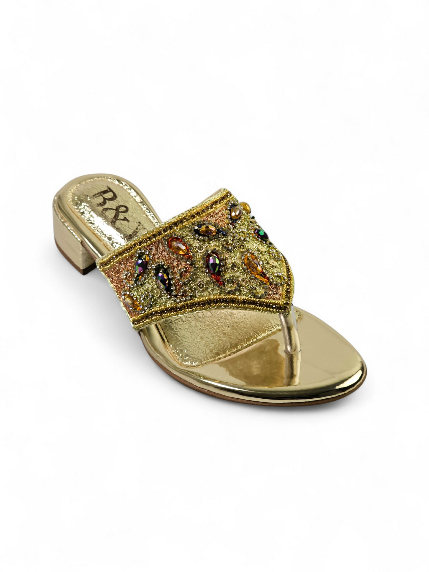 Chinelo 9441 Dourado Com Salto Bloco