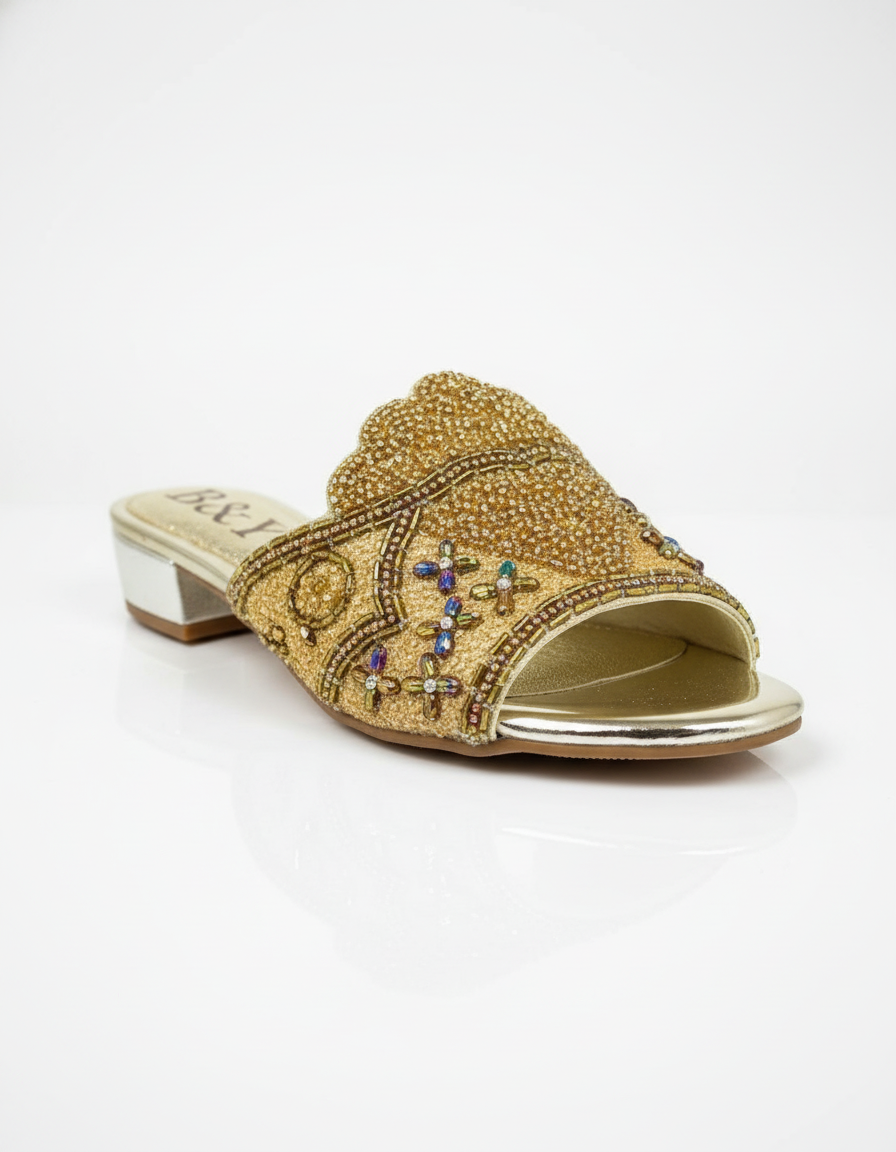 Tamanco 9682 Dourado Salto Bloco