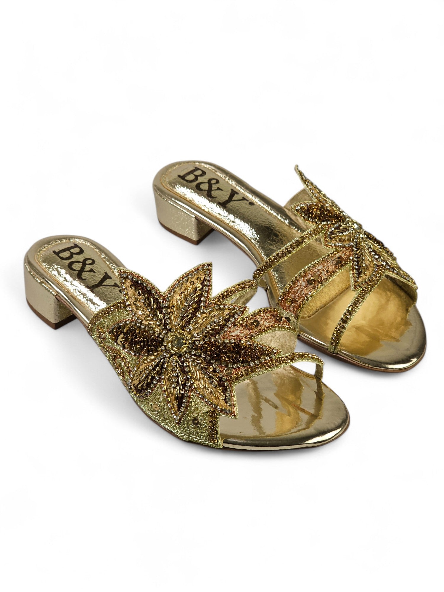 Tamanco 9724 Dourado Salto Bloco