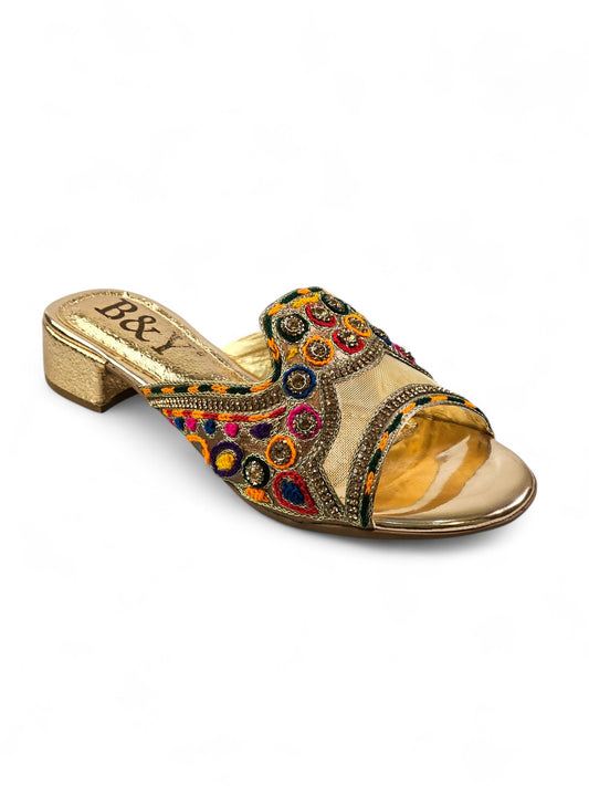 Tamanco 9327 Bronze Com Salto Bloco