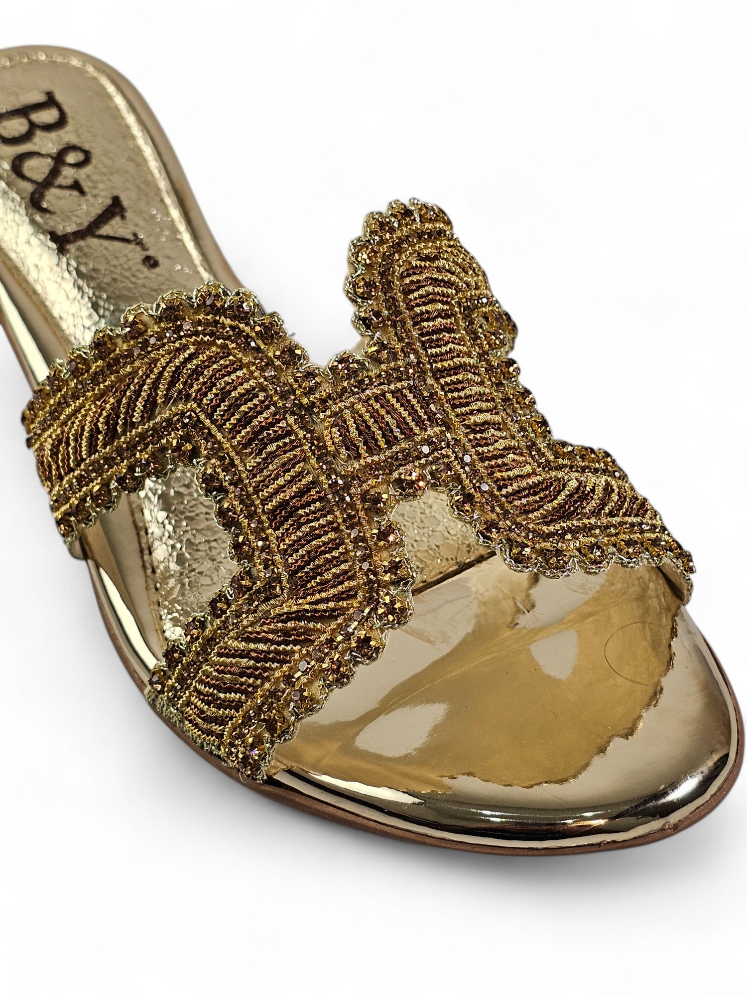 Tamanco 9573 Dourado Salto Bloco