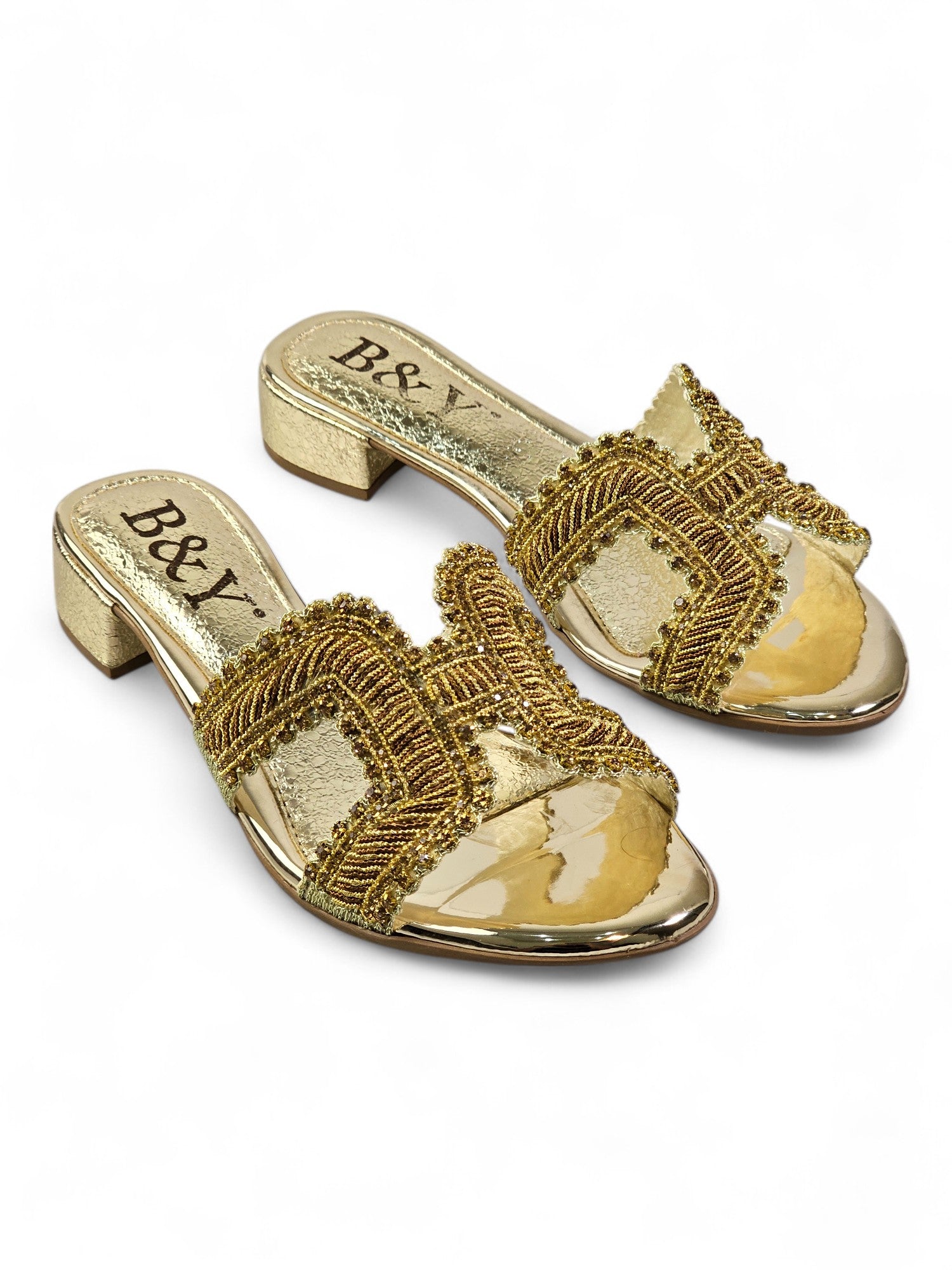 Tamanco 9573 Dourado Salto Bloco