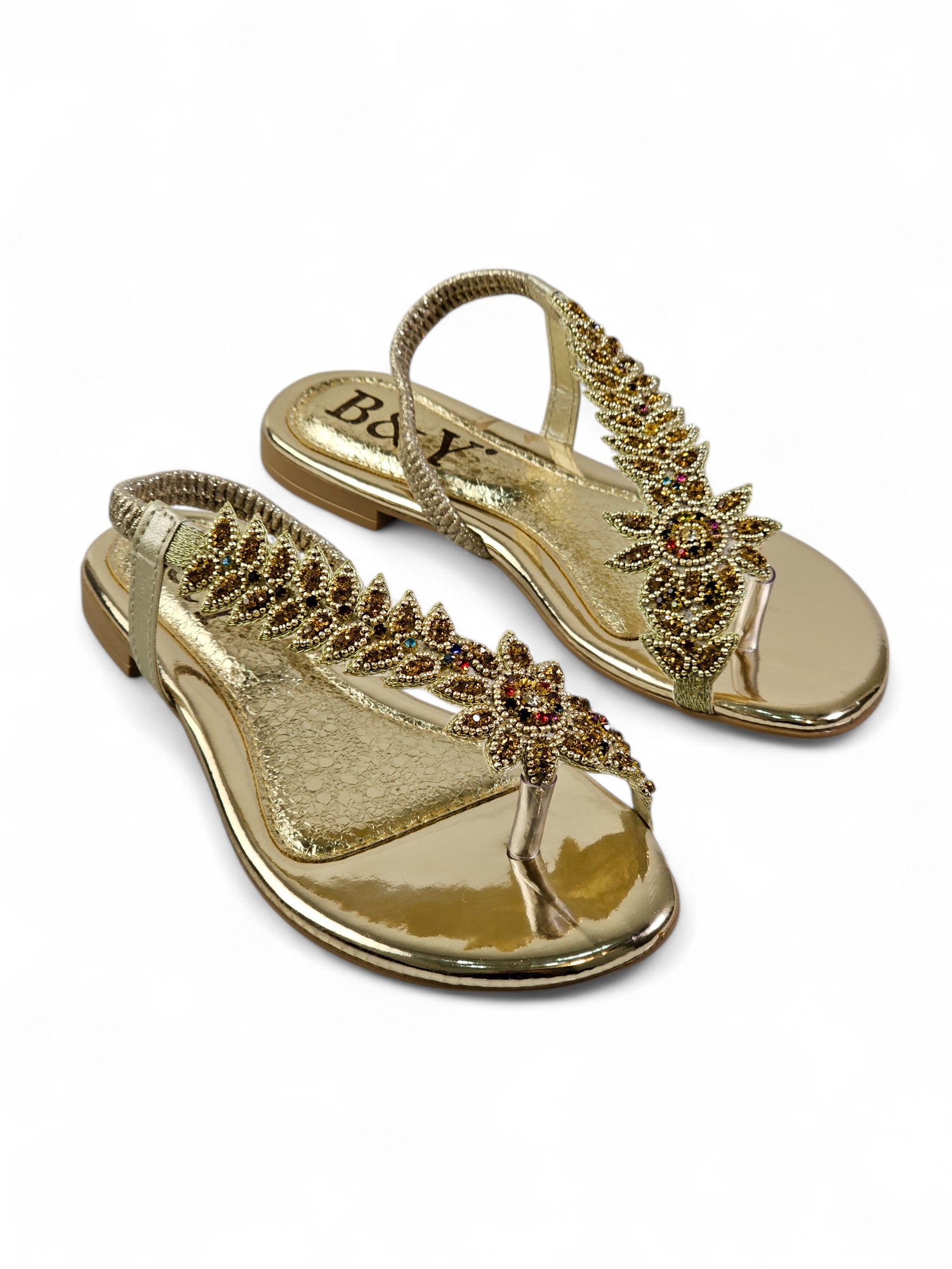 Sandália 1056 Dourado Colorido Sem Salto