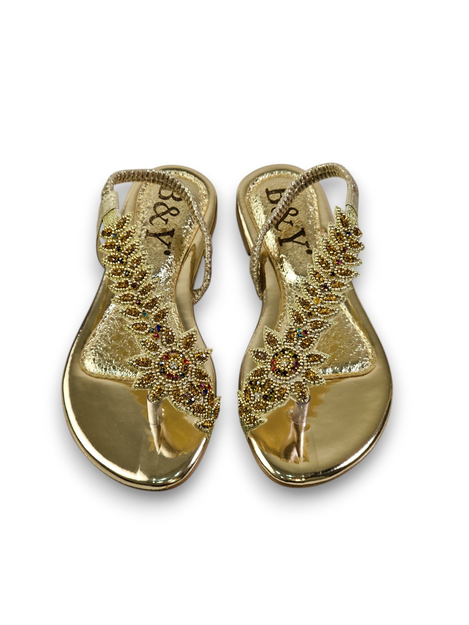 Sandália 1056 Dourado Colorido Sem Salto