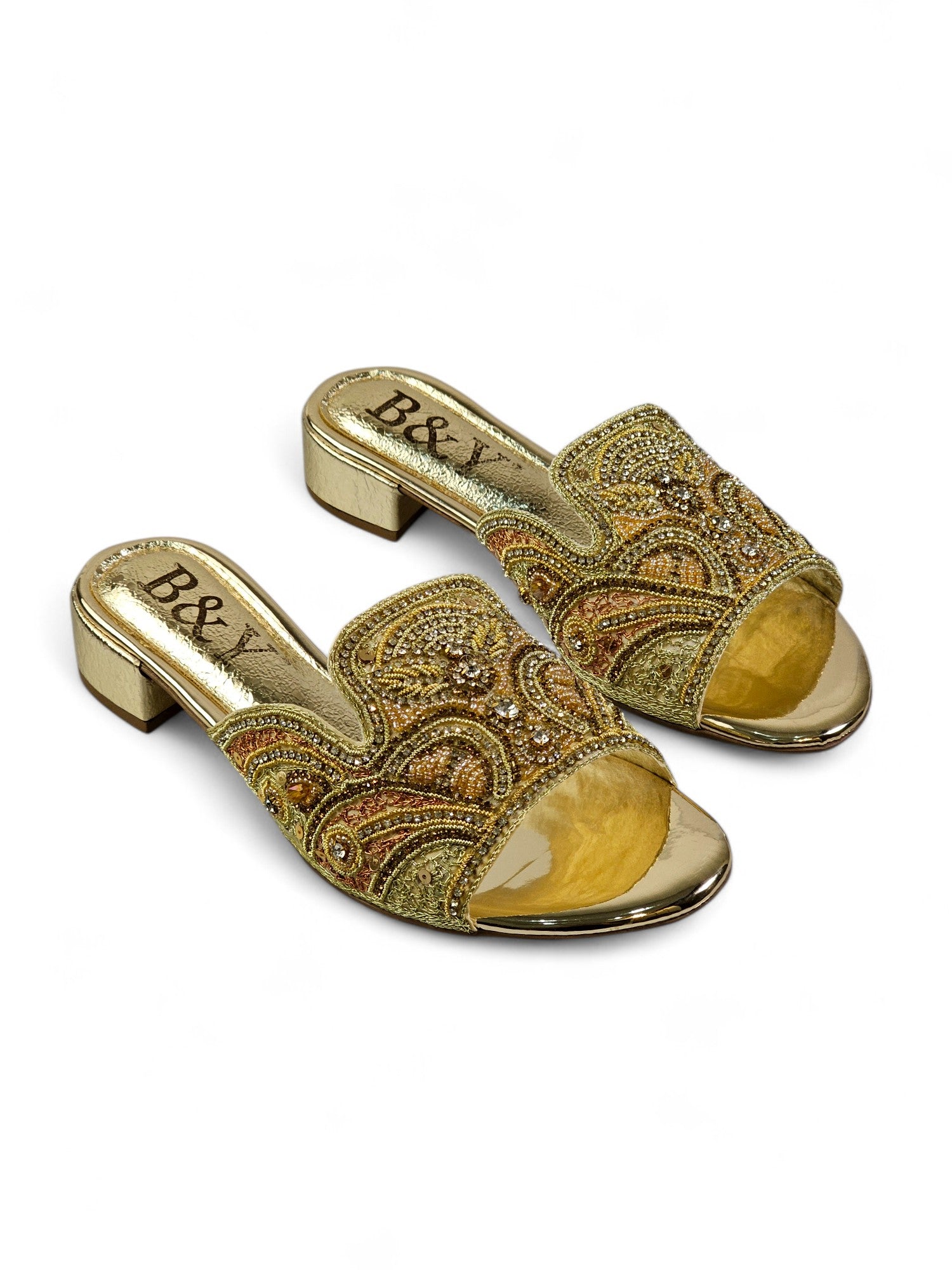 Tamanco 9115 Dourado Salto Bloco