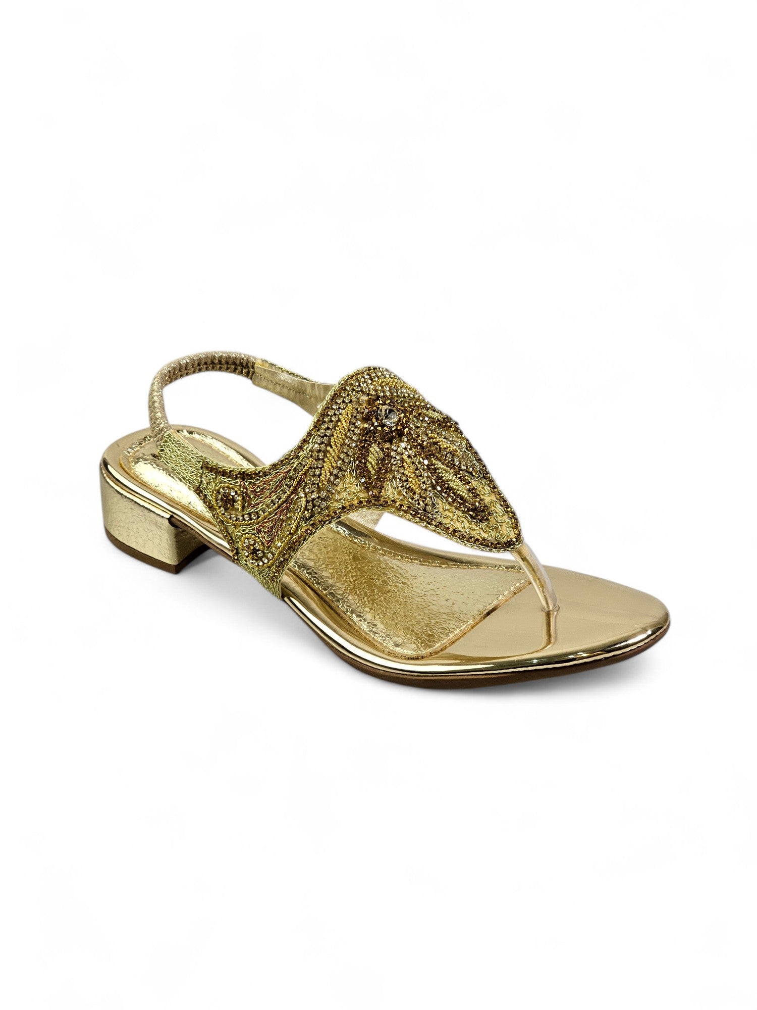 Sandália 9407 Dourado Com Salto Bloco 3cm