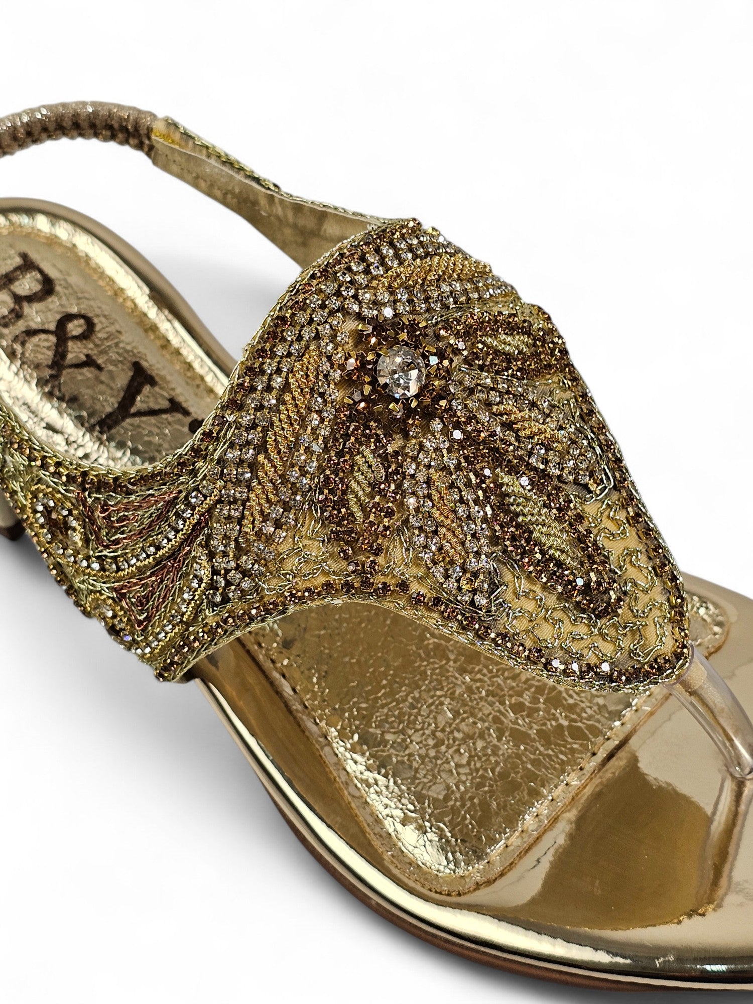 Sandália 9407 Dourado Com Salto Bloco 3cm