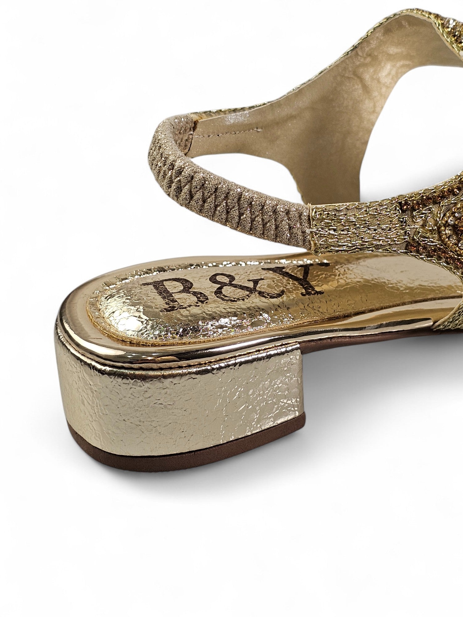 Sandália 9407 Dourado Com Salto Bloco 3cm