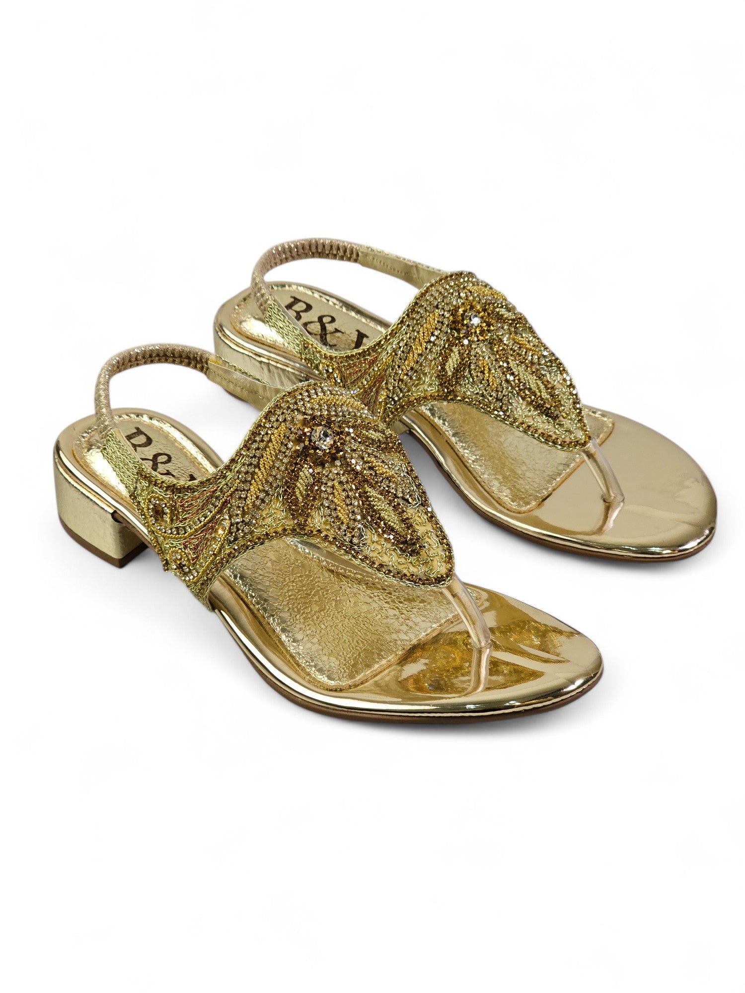 Sandália 9407 Dourado Com Salto Bloco 3cm