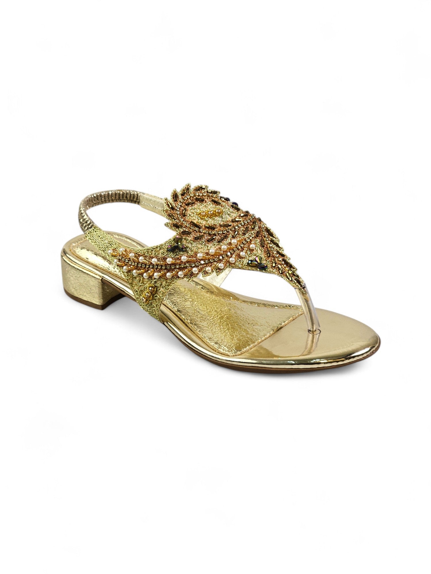 Sandália 9767 Dourado Com Salto Bloco