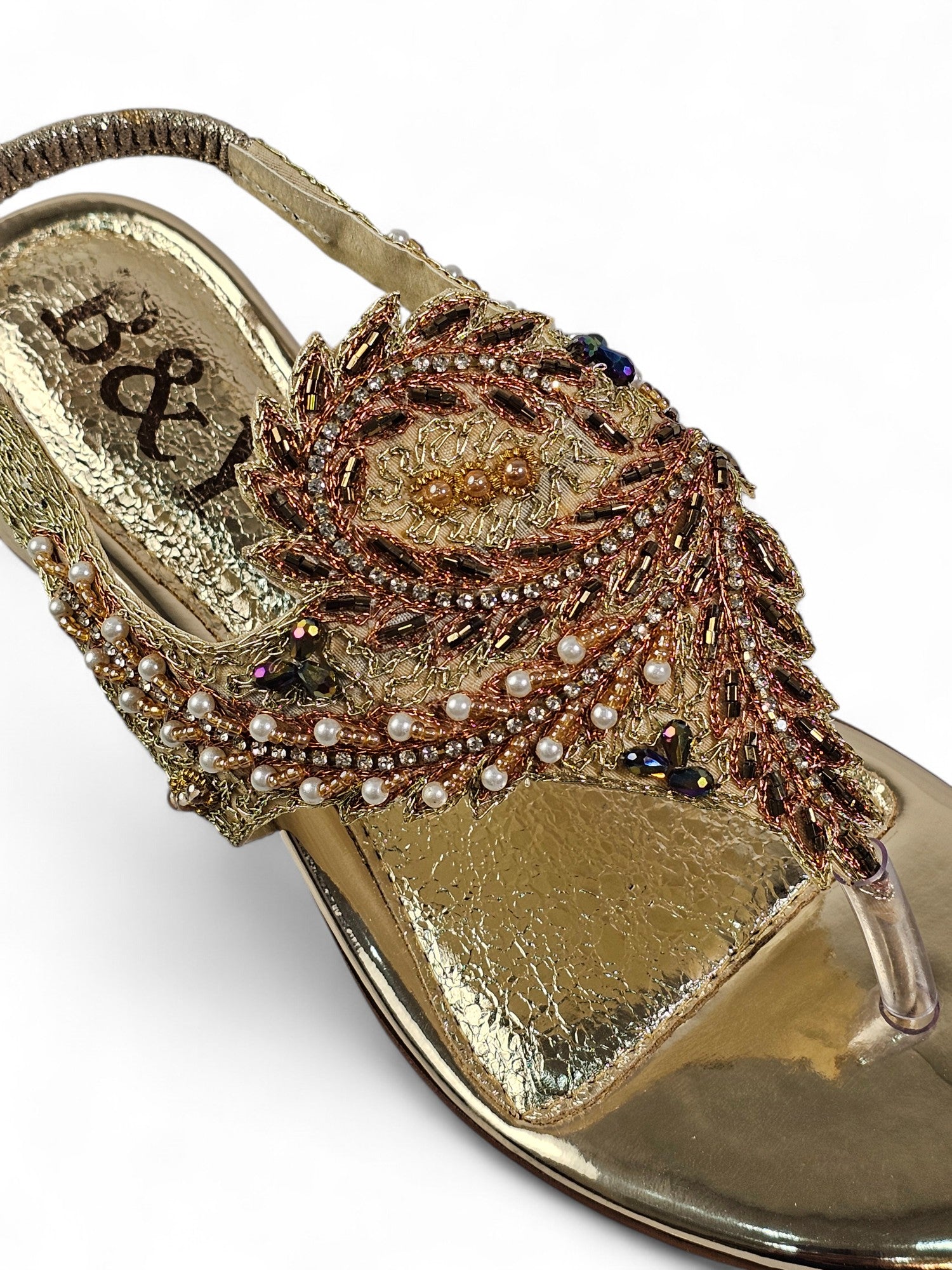 Sandália 9767 Dourado Com Salto Bloco