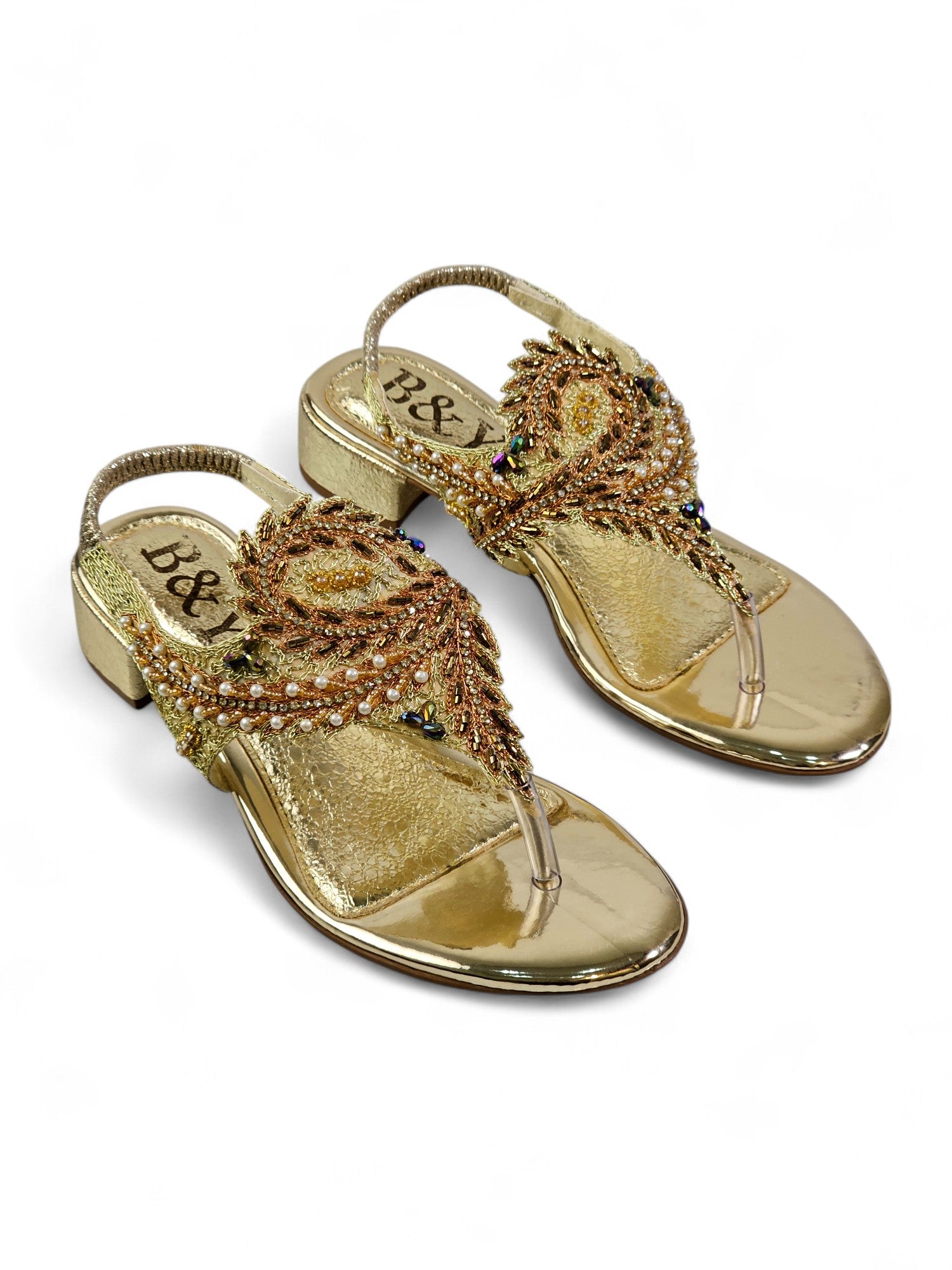 Sandália 9767 Dourado Com Salto Bloco