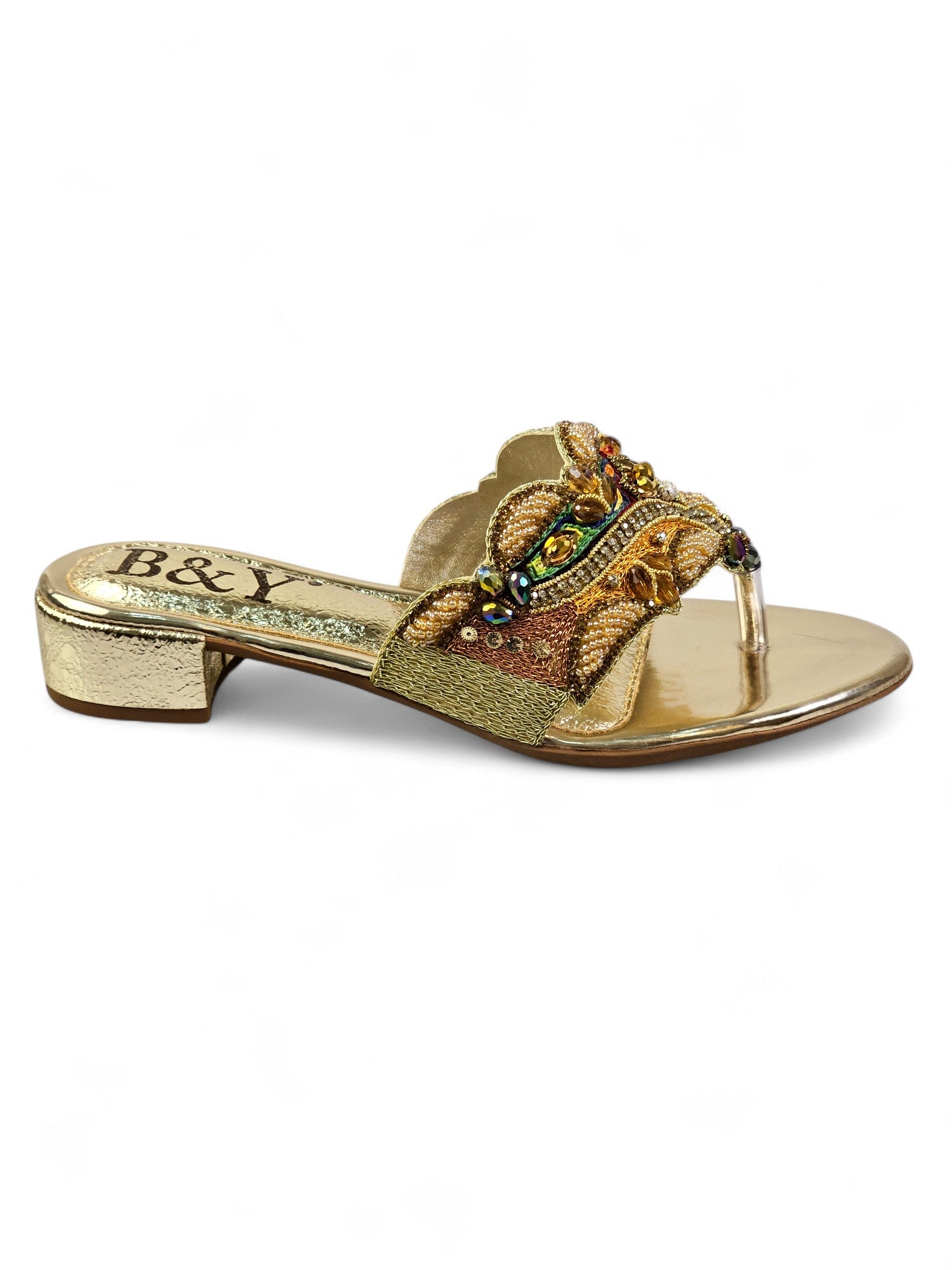 Chinelo 9811 Dourado Salto Bloco