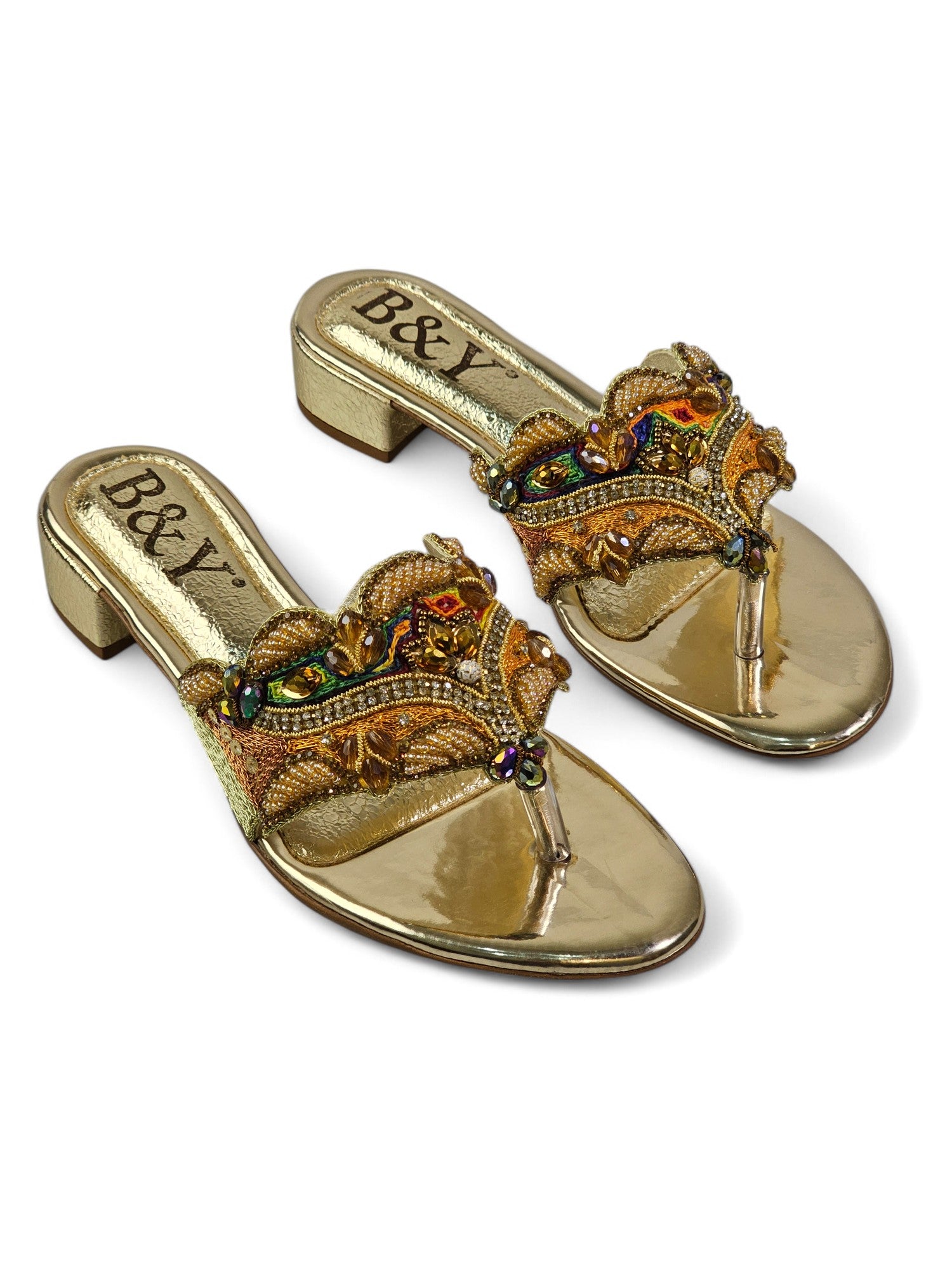 Chinelo 9811 Dourado Salto Bloco