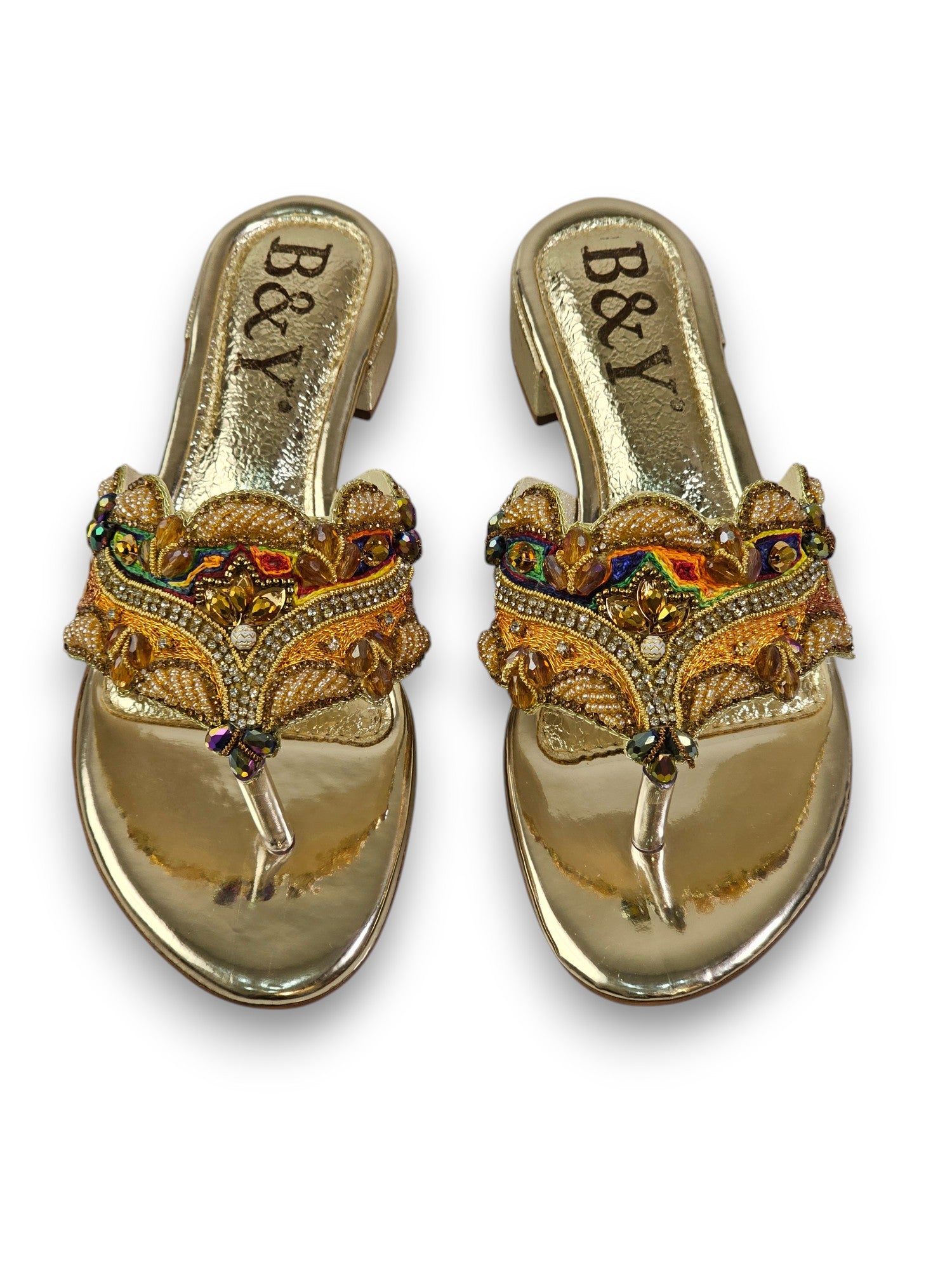 Chinelo 9811 Dourado Salto Bloco