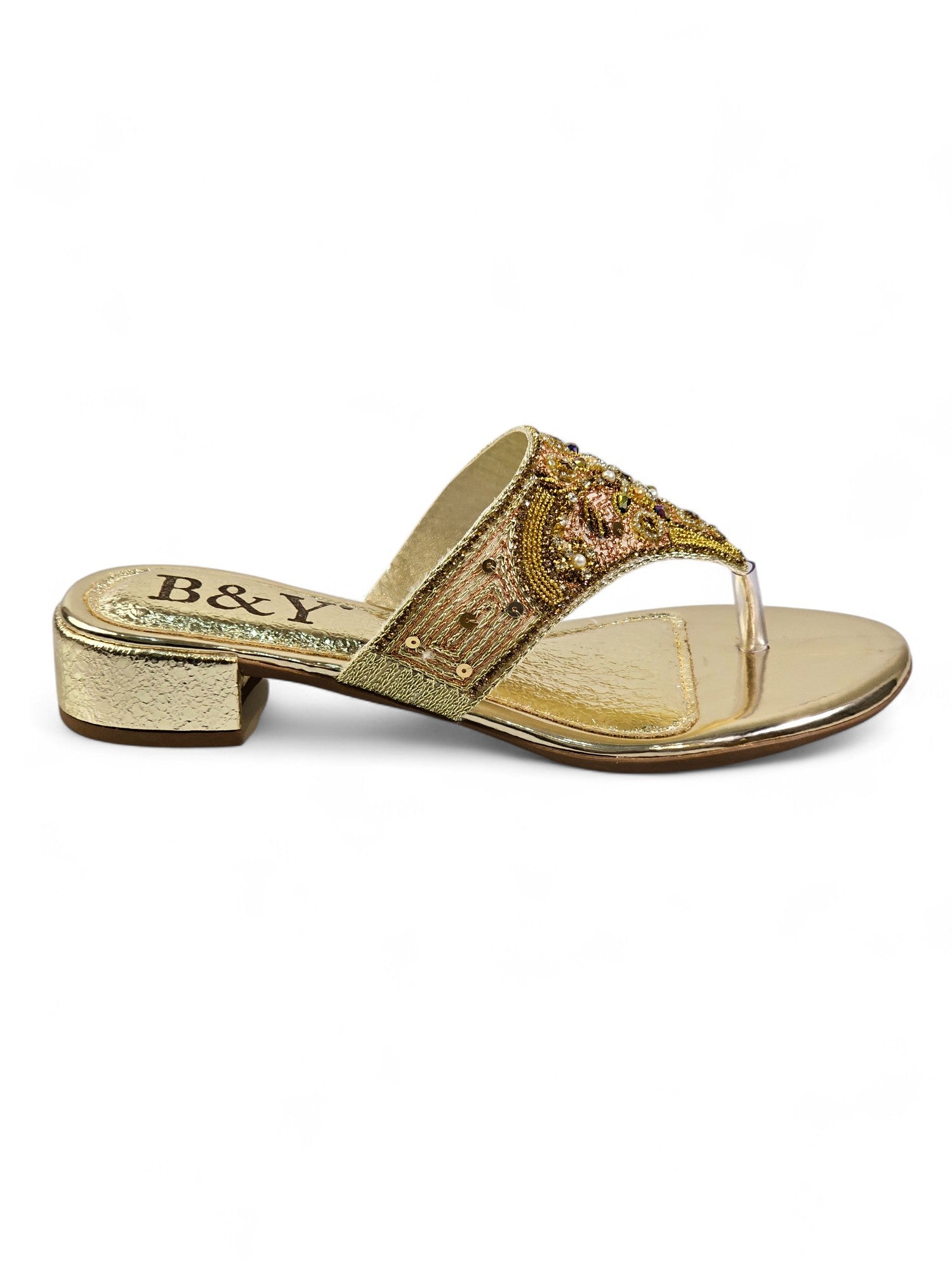 Chinelo 9631 Dourado Salto Bloco