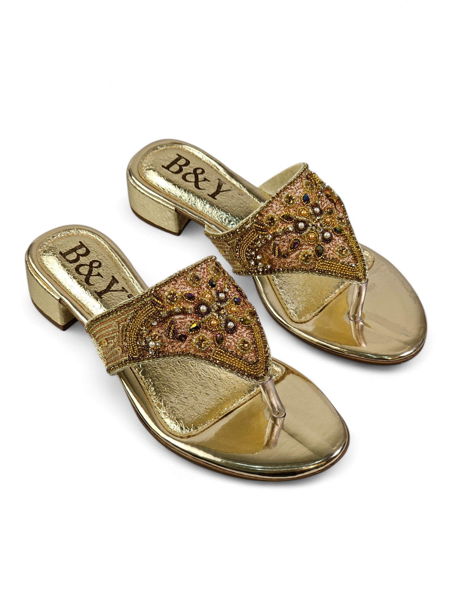Chinelo 9631 Dourado Salto Bloco