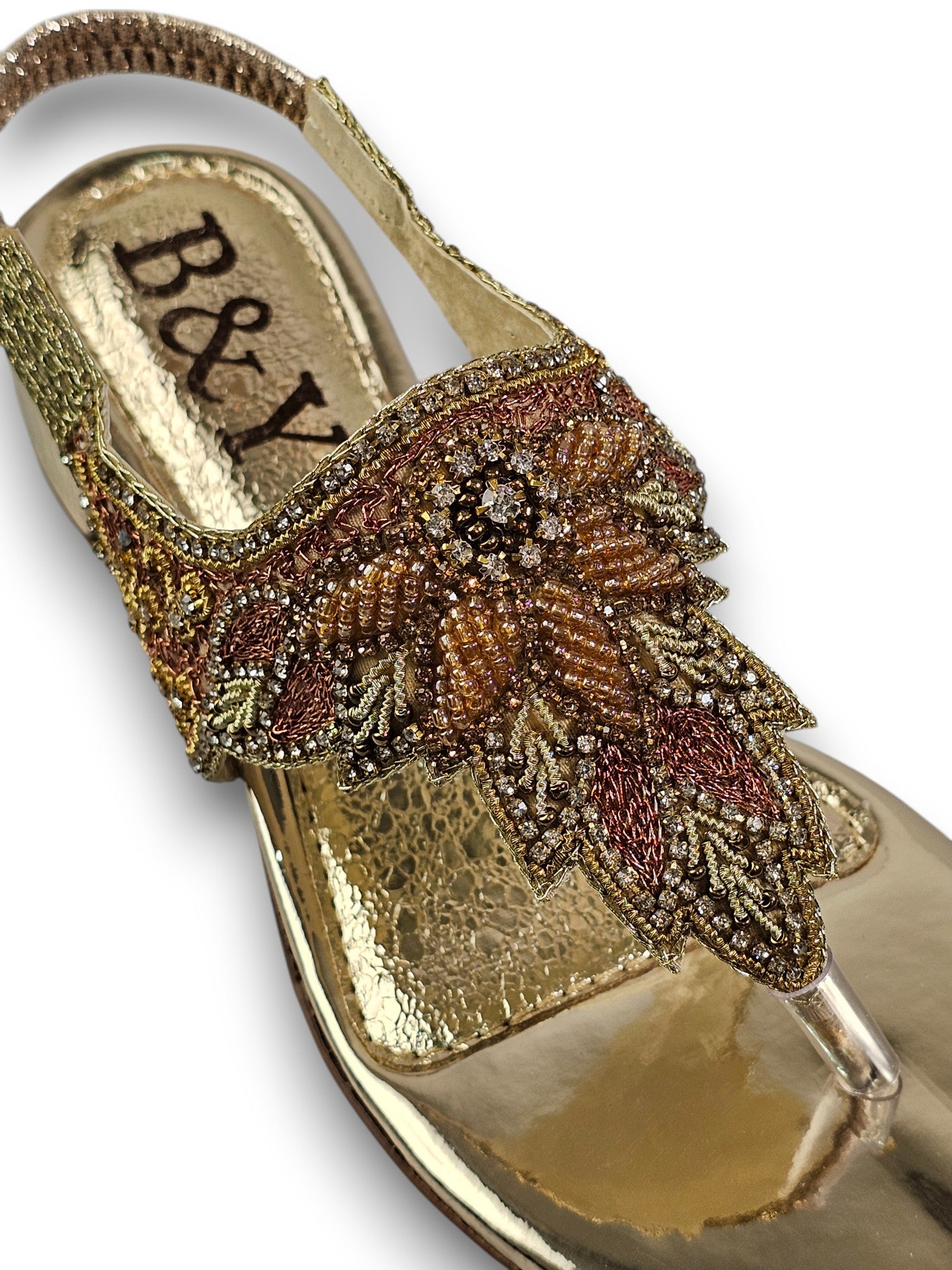 Sandália 9398 Dourado Com Salto Bloco