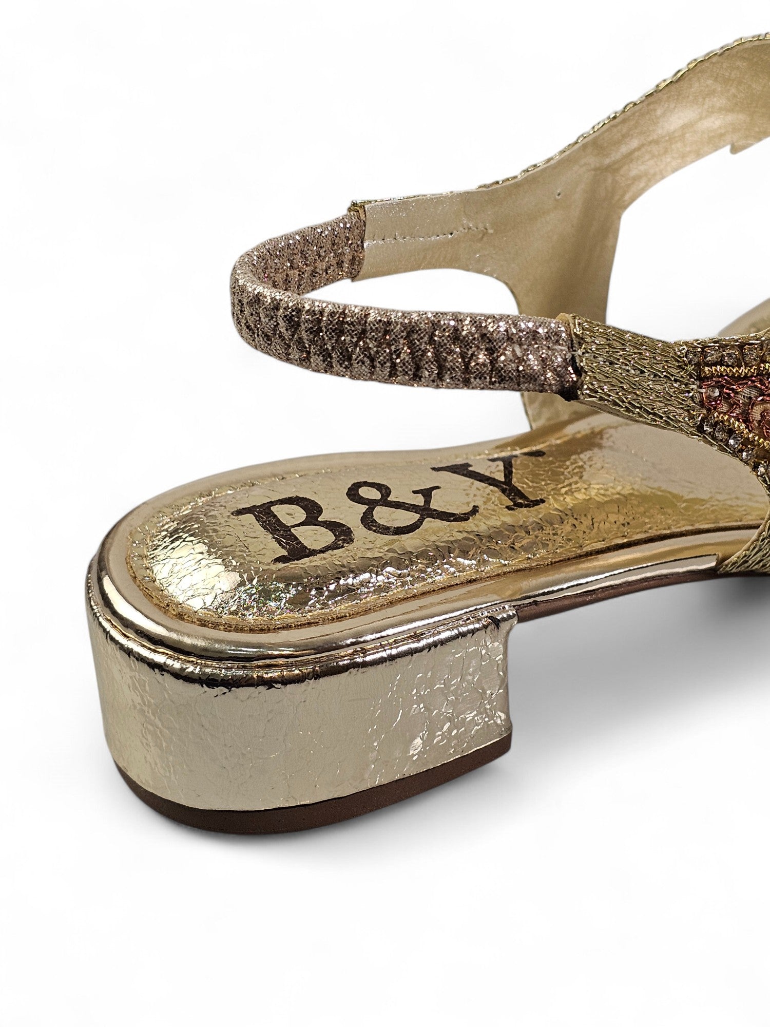 Sandália 9398 Dourado Com Salto Bloco