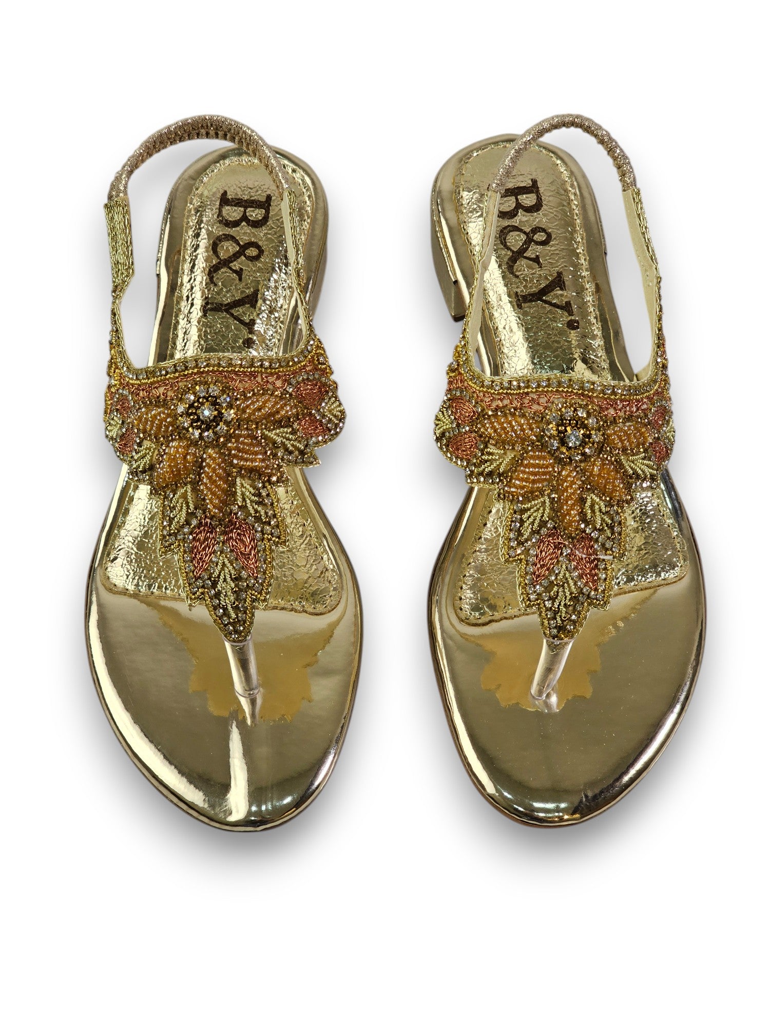 Sandália 9398 Dourado Com Salto Bloco