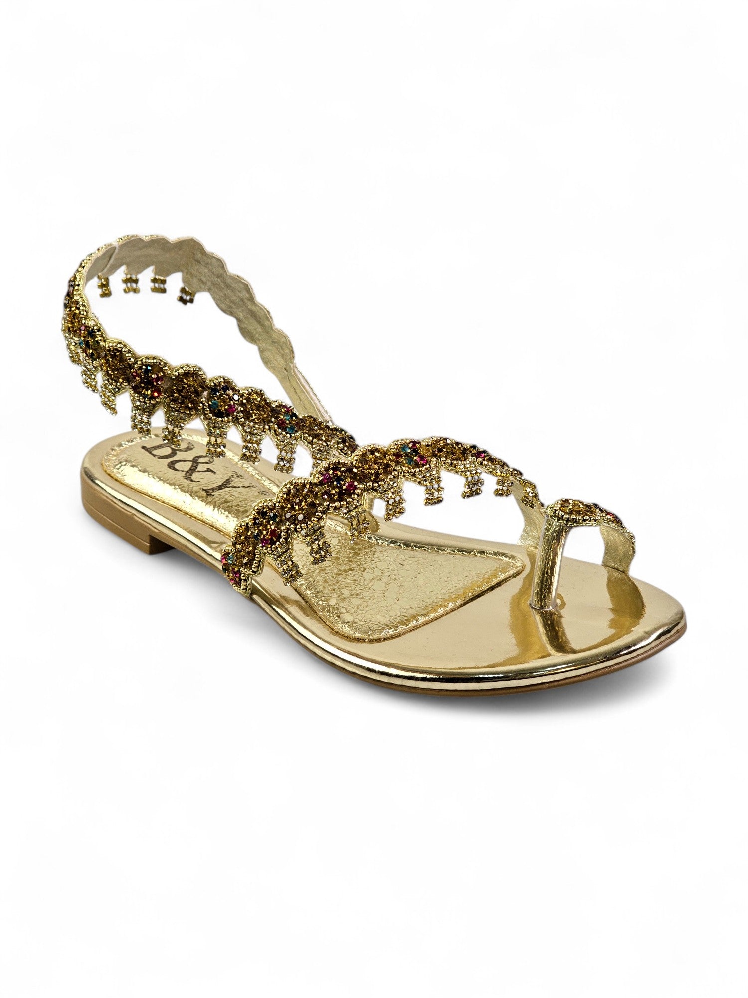 Sandália 9159 Dourado Colorido Sem Salto