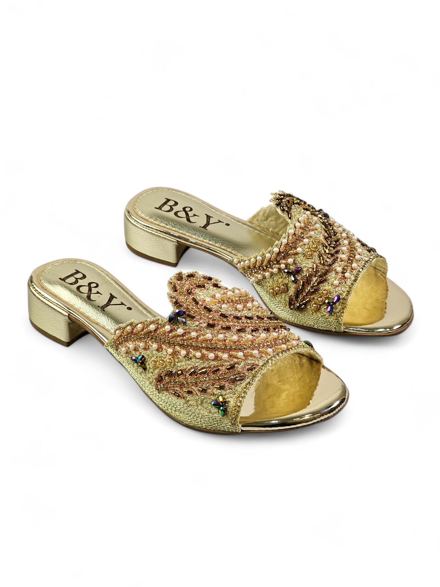 Tamanco 9516 Dourado Salto Bloco