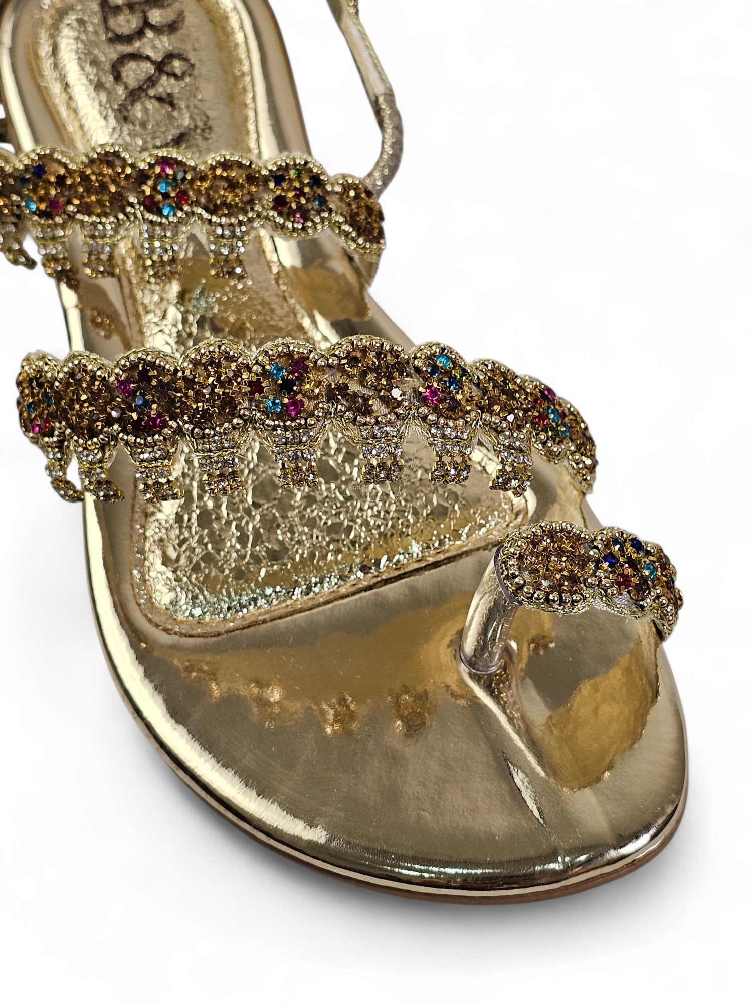 Sandália 9159 Dourado Colorido Sem Salto