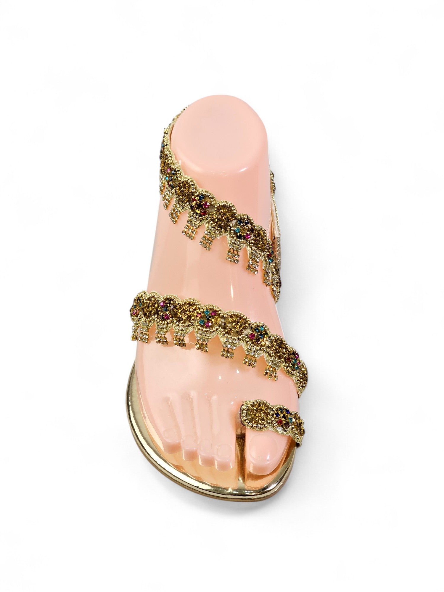 Sandália 9159 Dourado Colorido Sem Salto