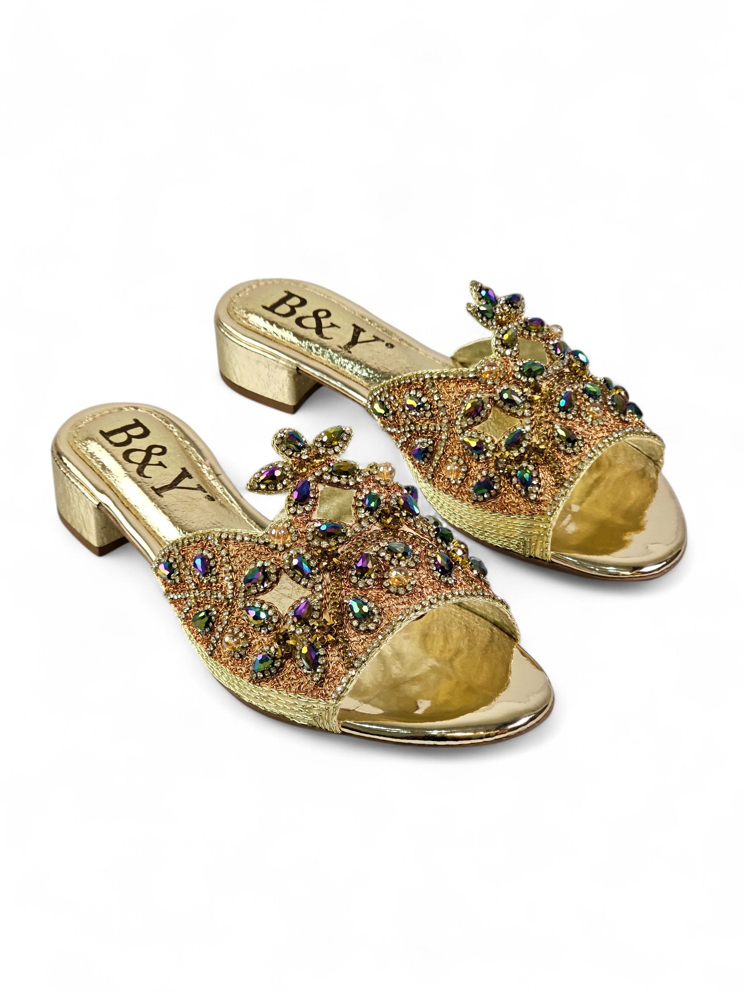 Tamanco 9200 Dourado Salto Bloco