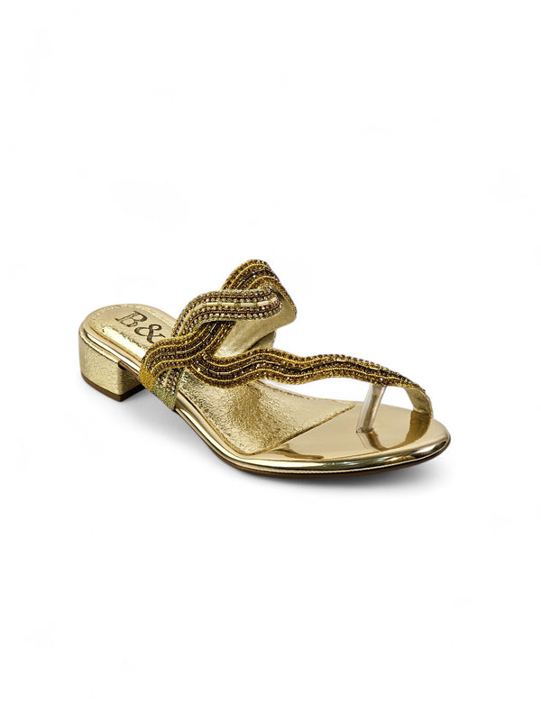Tamanco 9617 Dourado Salto Bloco