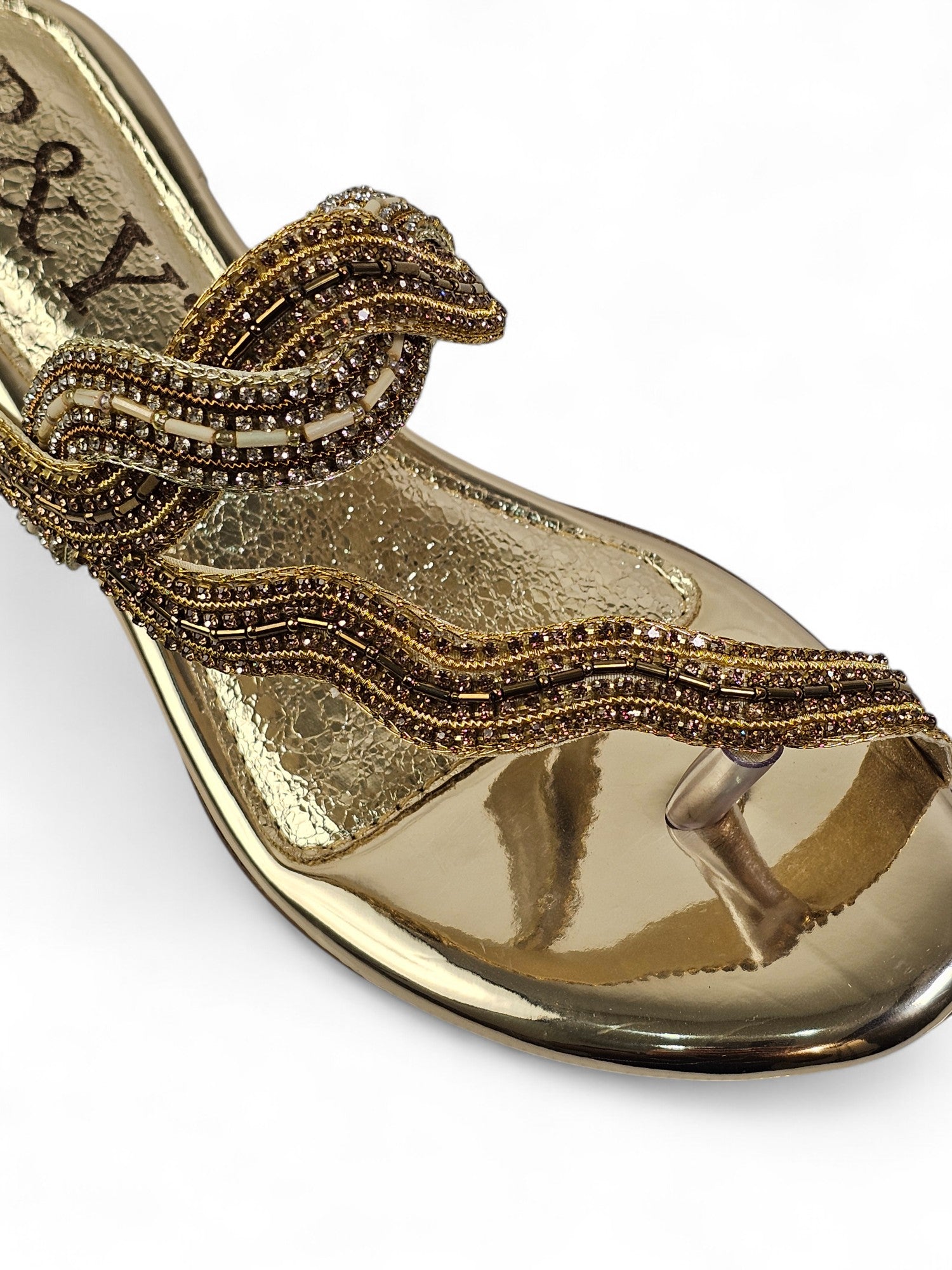 Tamanco 9617 Dourado Salto Bloco