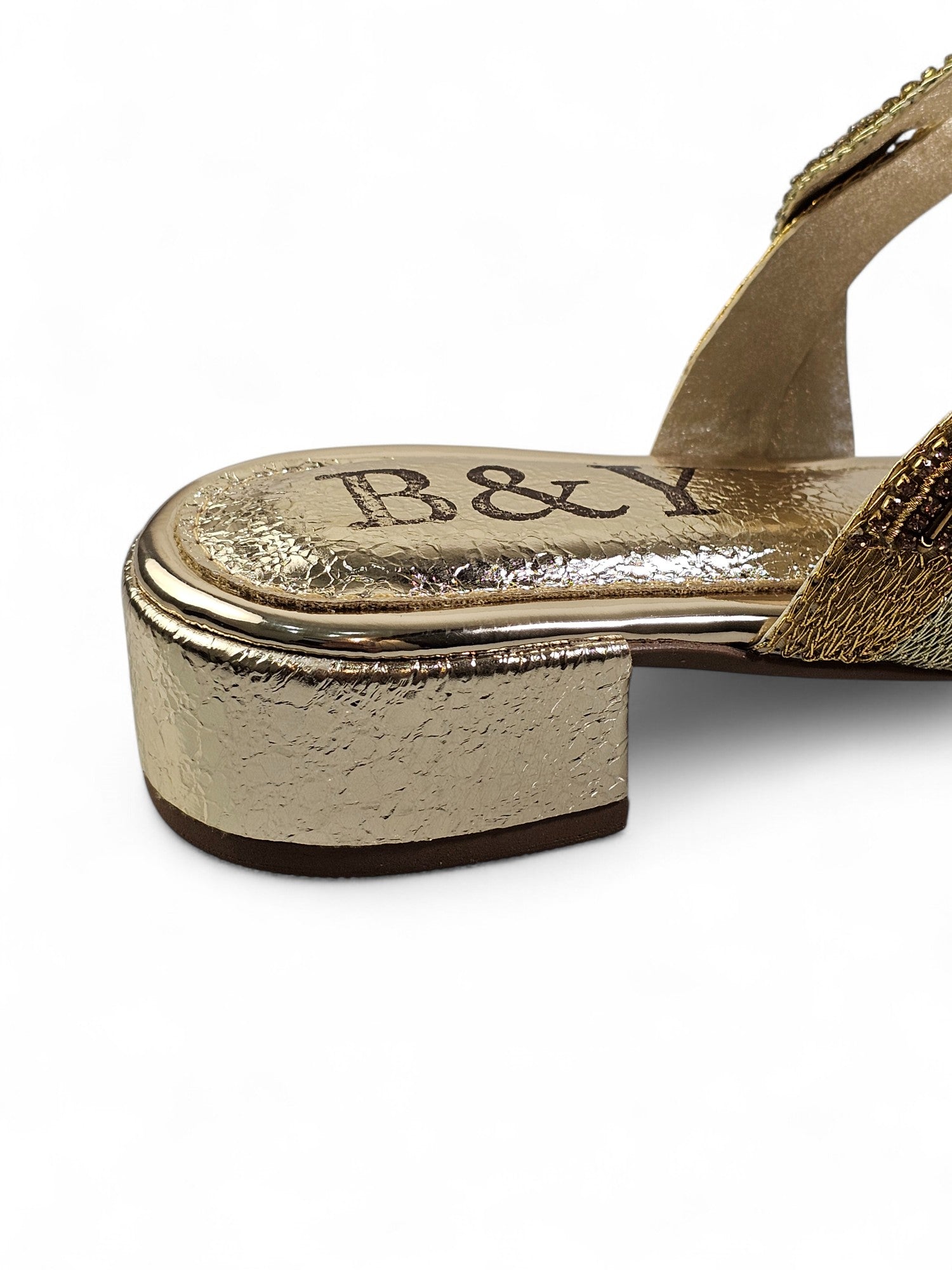 Tamanco 9617 Dourado Salto Bloco