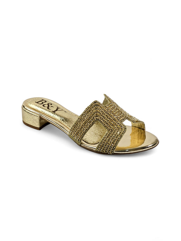 Tamanco 9575 Dourado Salto Bloco