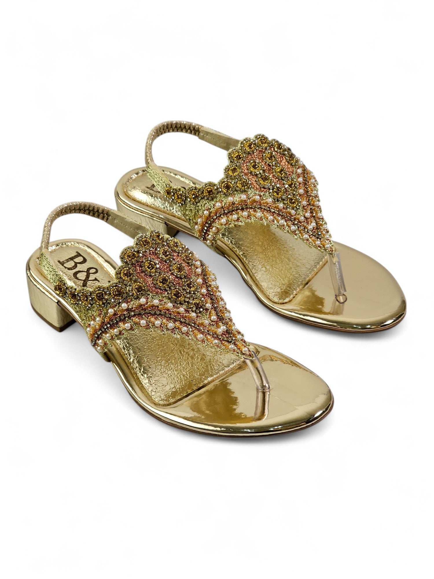 Sandália 9572 Dourado Com Salto Bloco 3cm