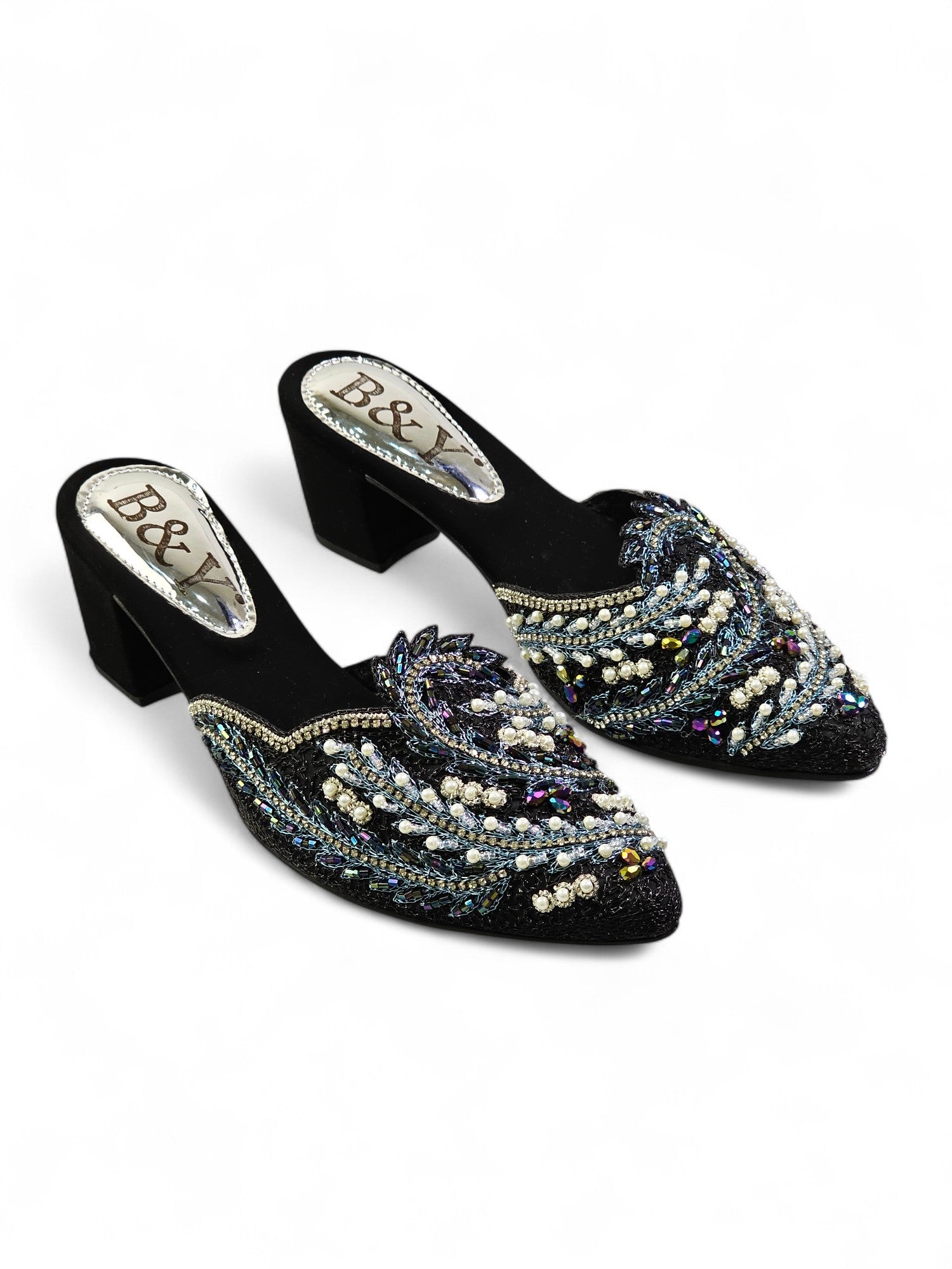 Mule 9437 Preto Azul Salto Médio