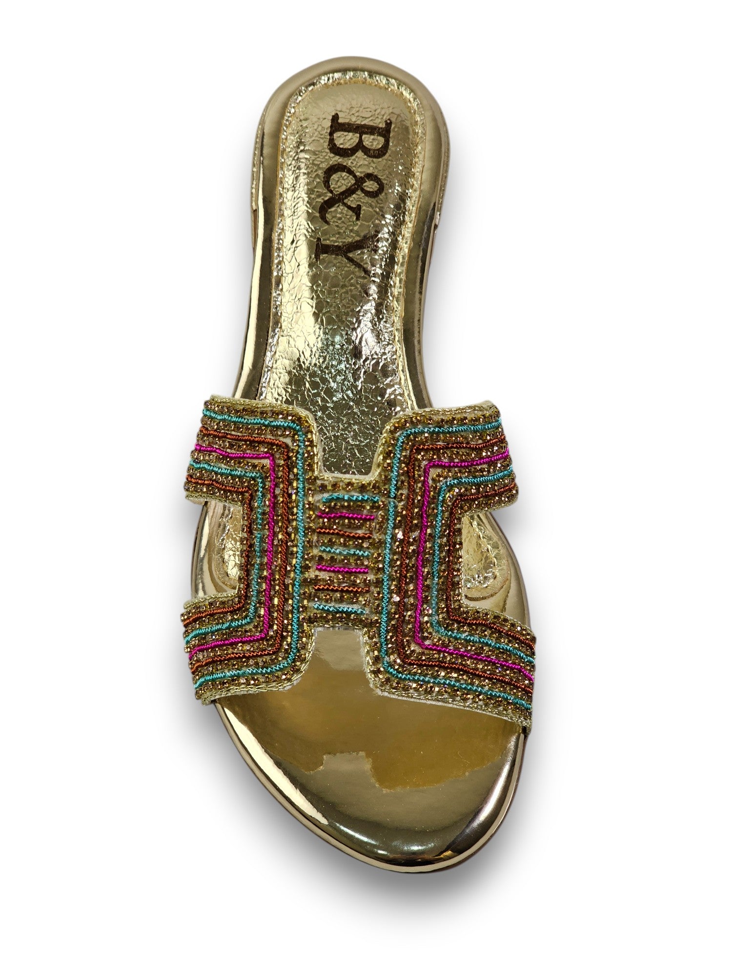 Tamanco 9575 Dourado Colorido Salto Bloco