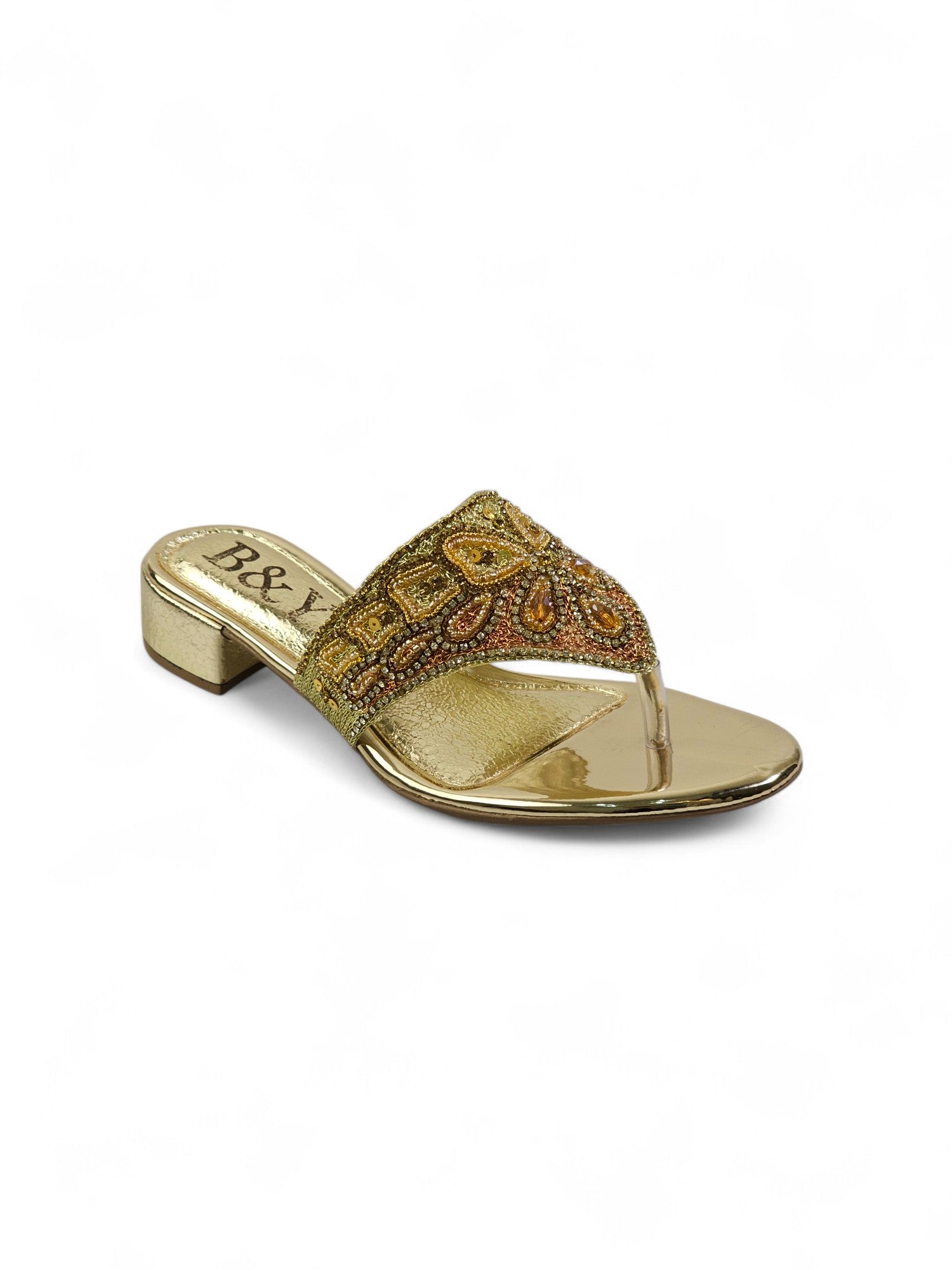 Chinelo 9628 Dourado Salto Bloco