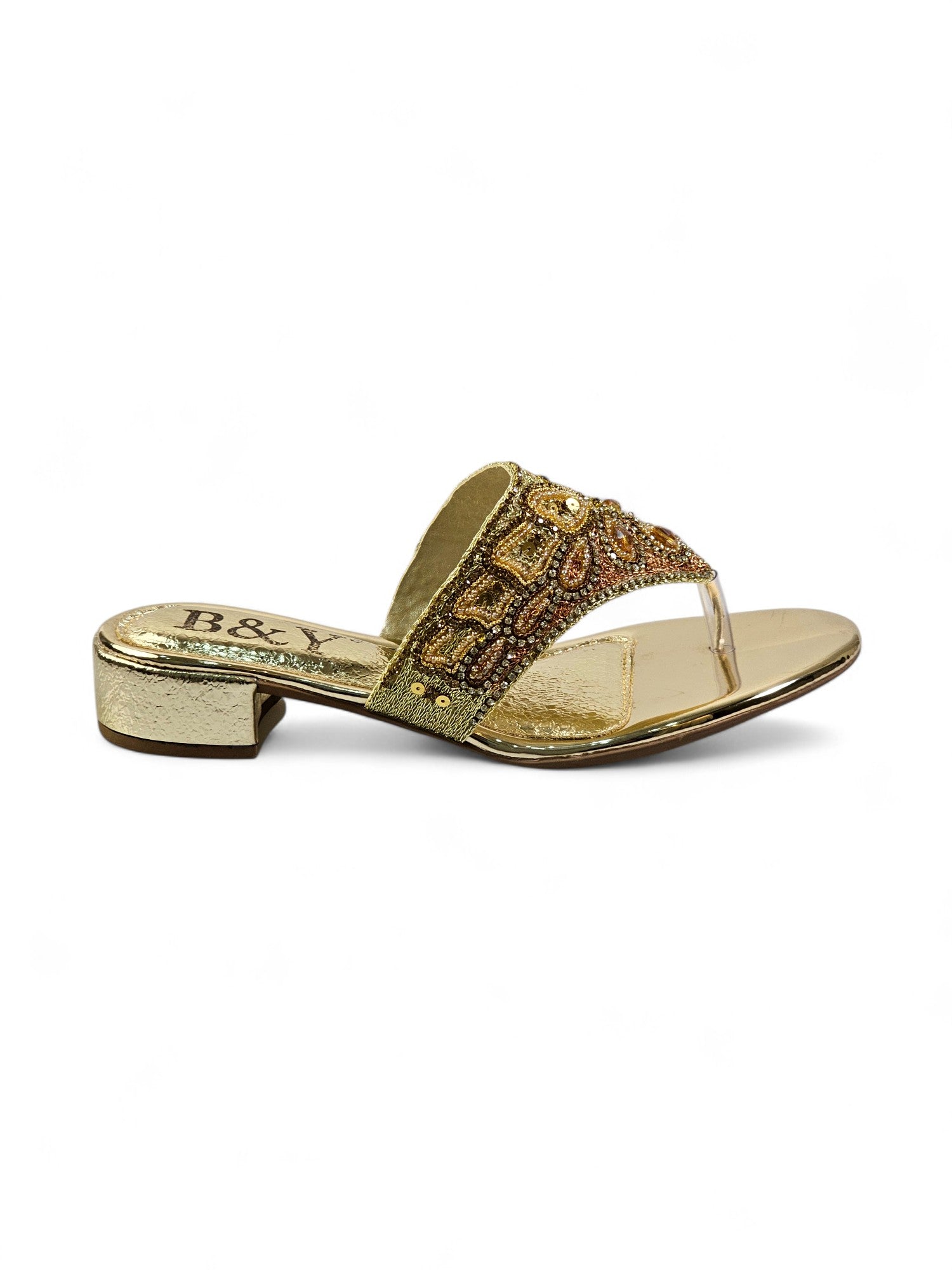 Chinelo 9628 Dourado Salto Bloco