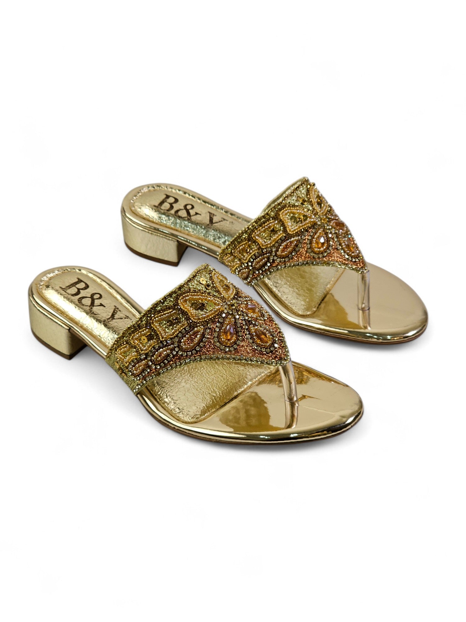 Chinelo 9628 Dourado Salto Bloco