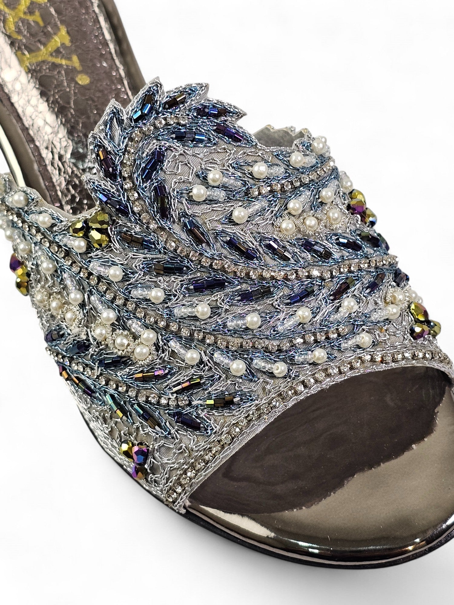 Tamanco 9516 Prata Salto Bloco