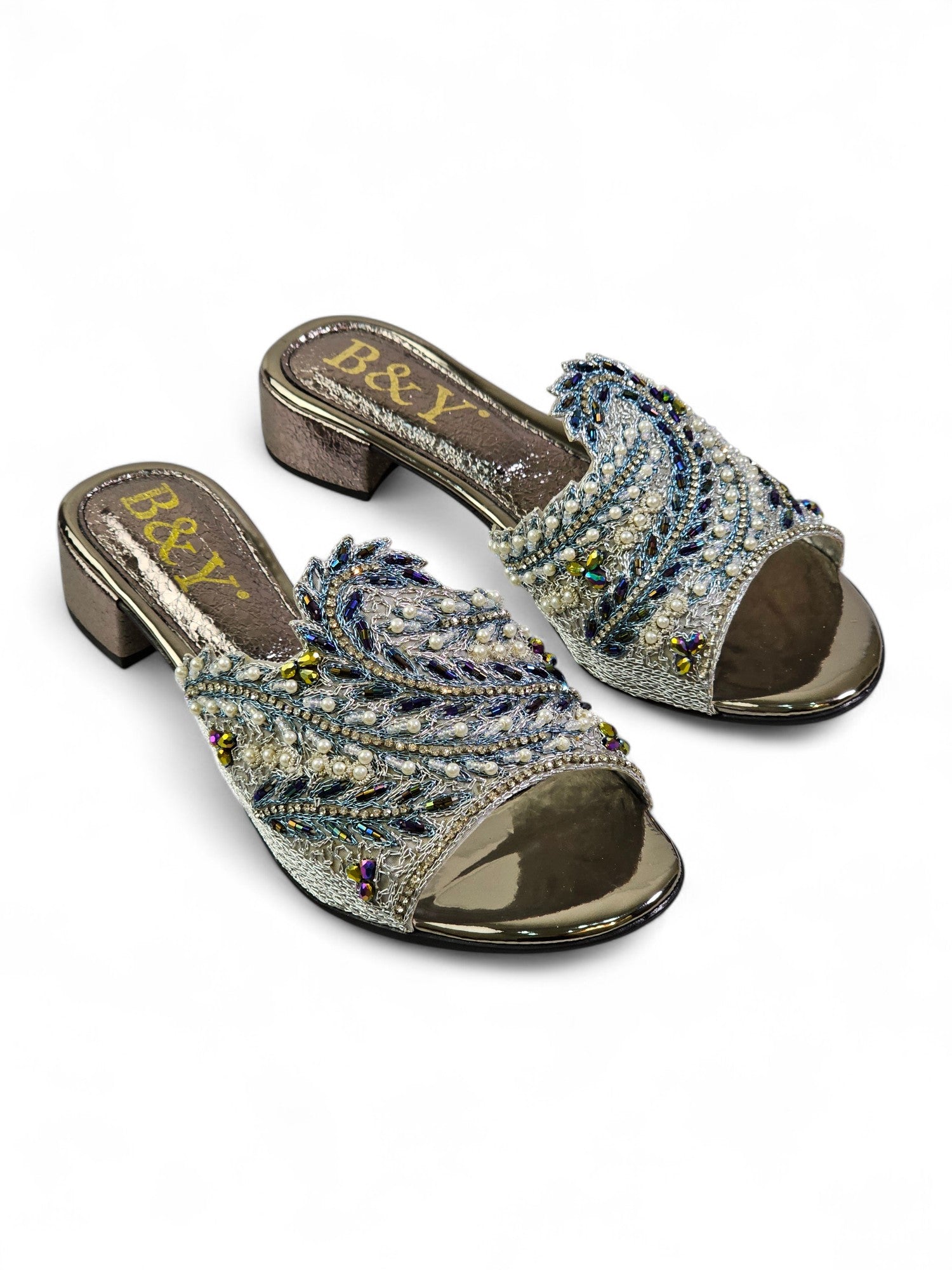 Tamanco 9516 Prata Salto Bloco