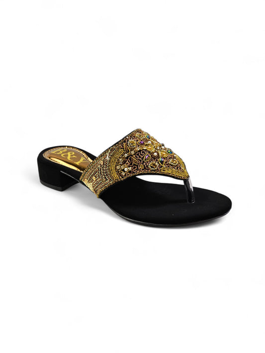 Chinelo 9631 Preto Com Salto Bloco