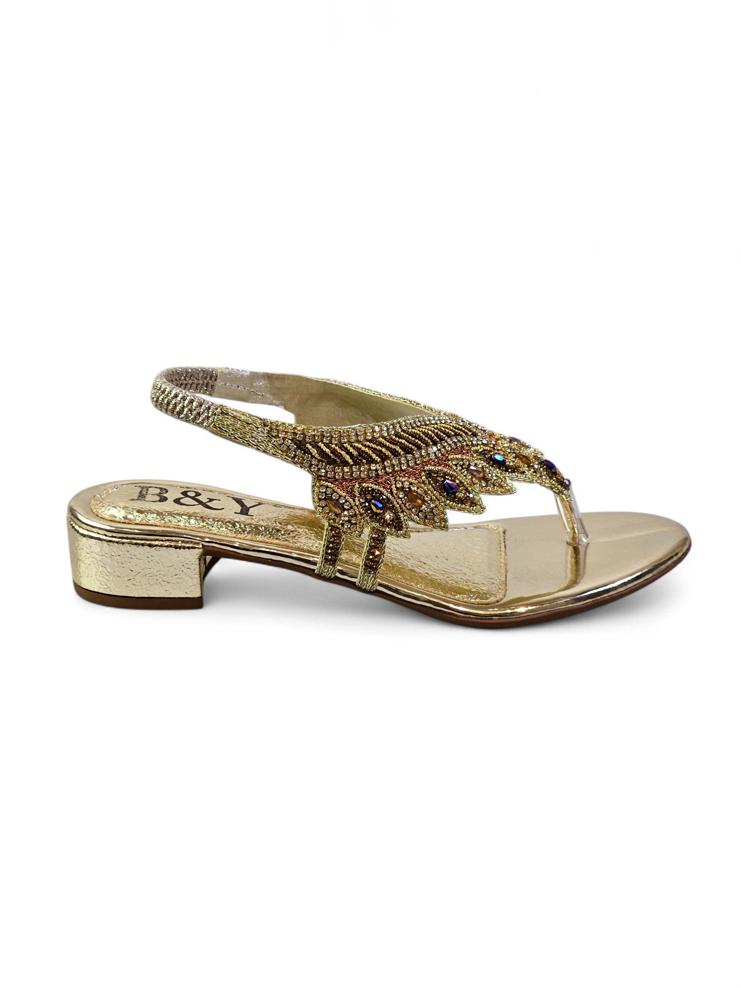 Sandália 9709 Dourado Salto Bloco