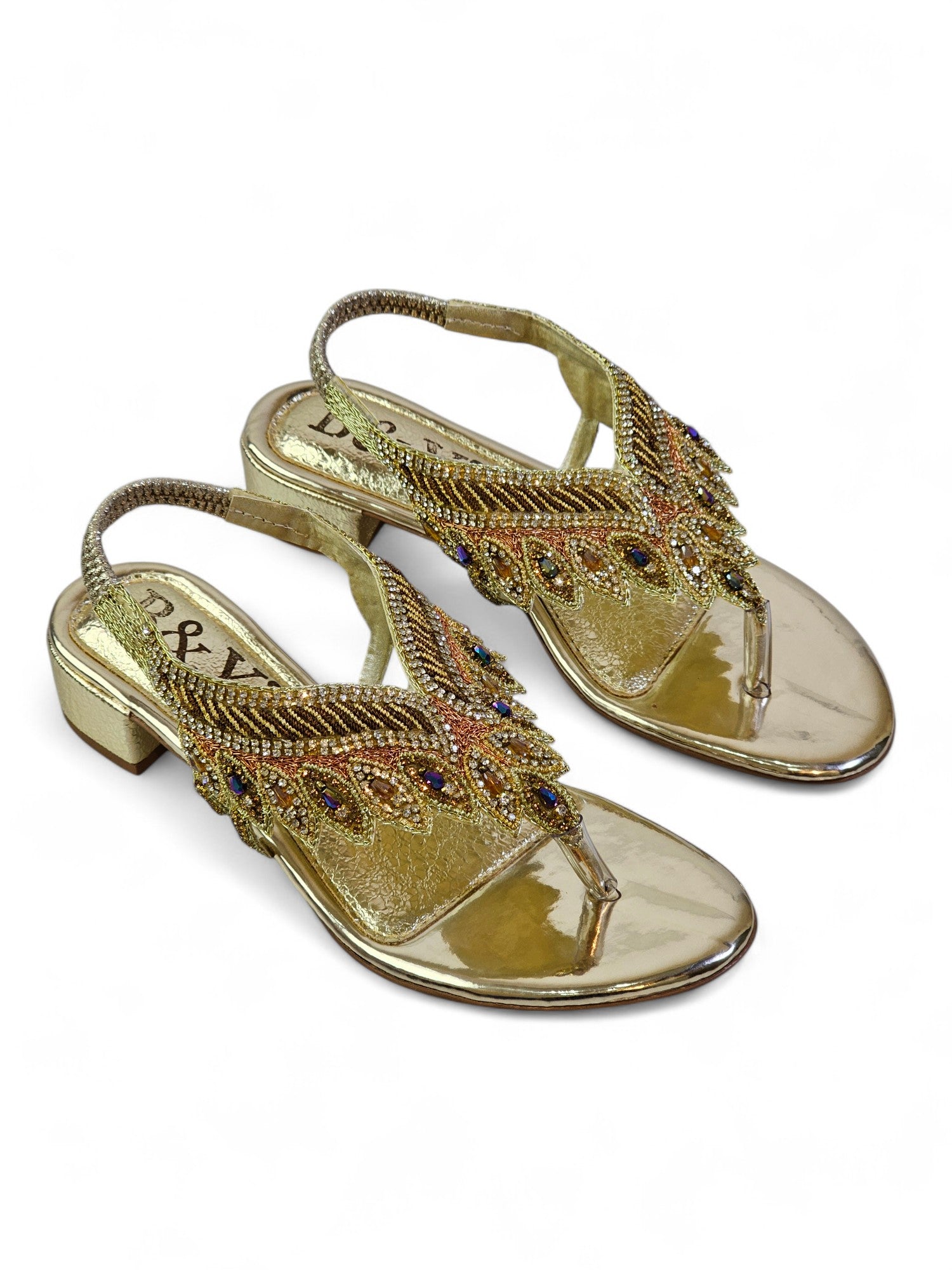 Sandália 9709 Dourado Salto Bloco