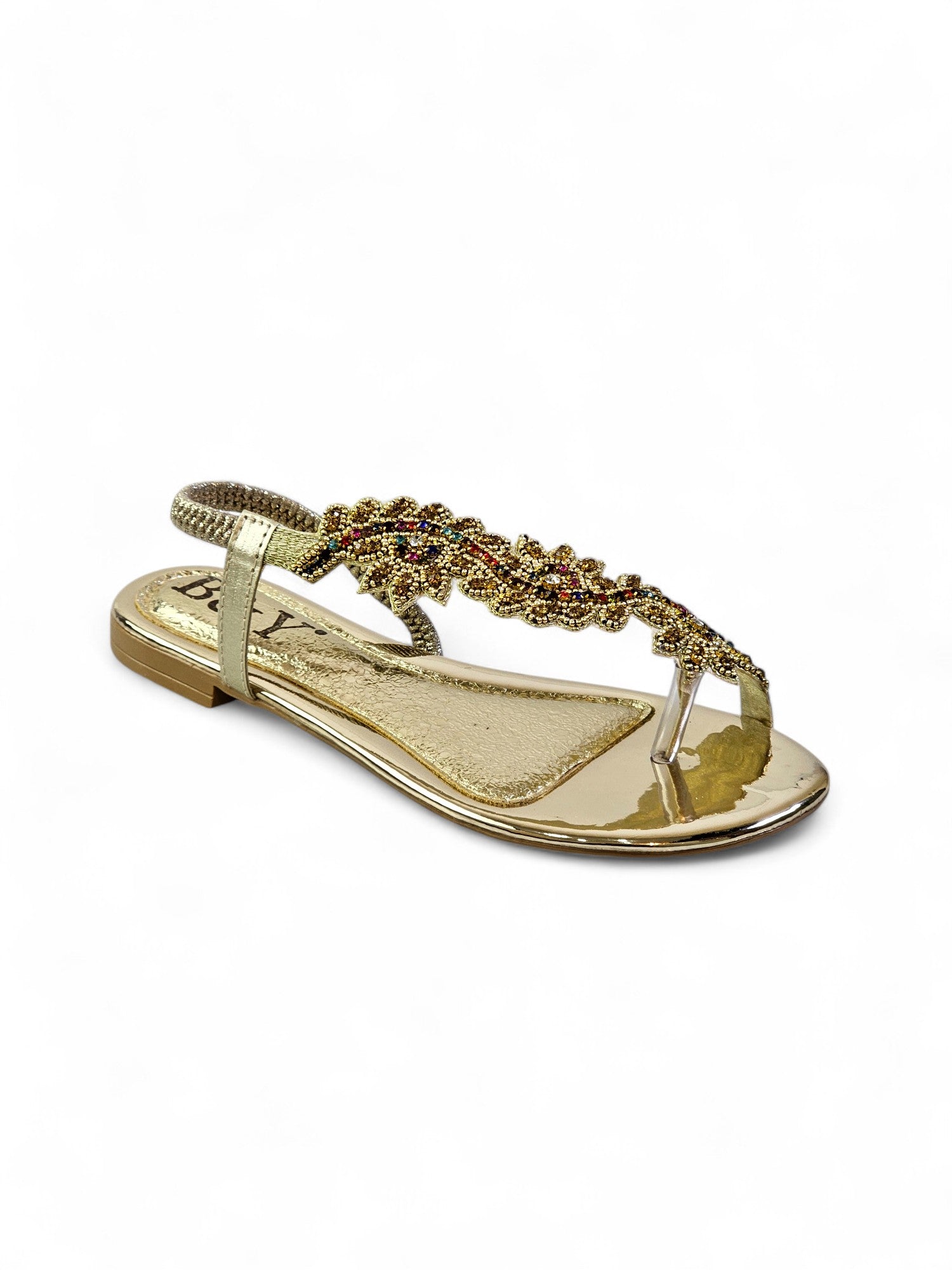 Sandália 8018 Dourado Colorido Sem Salto