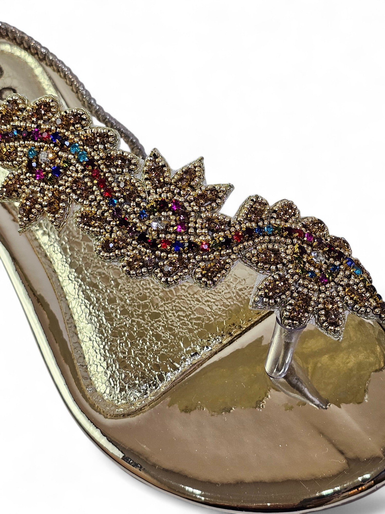 Sandália 8018 Dourado Colorido Sem Salto