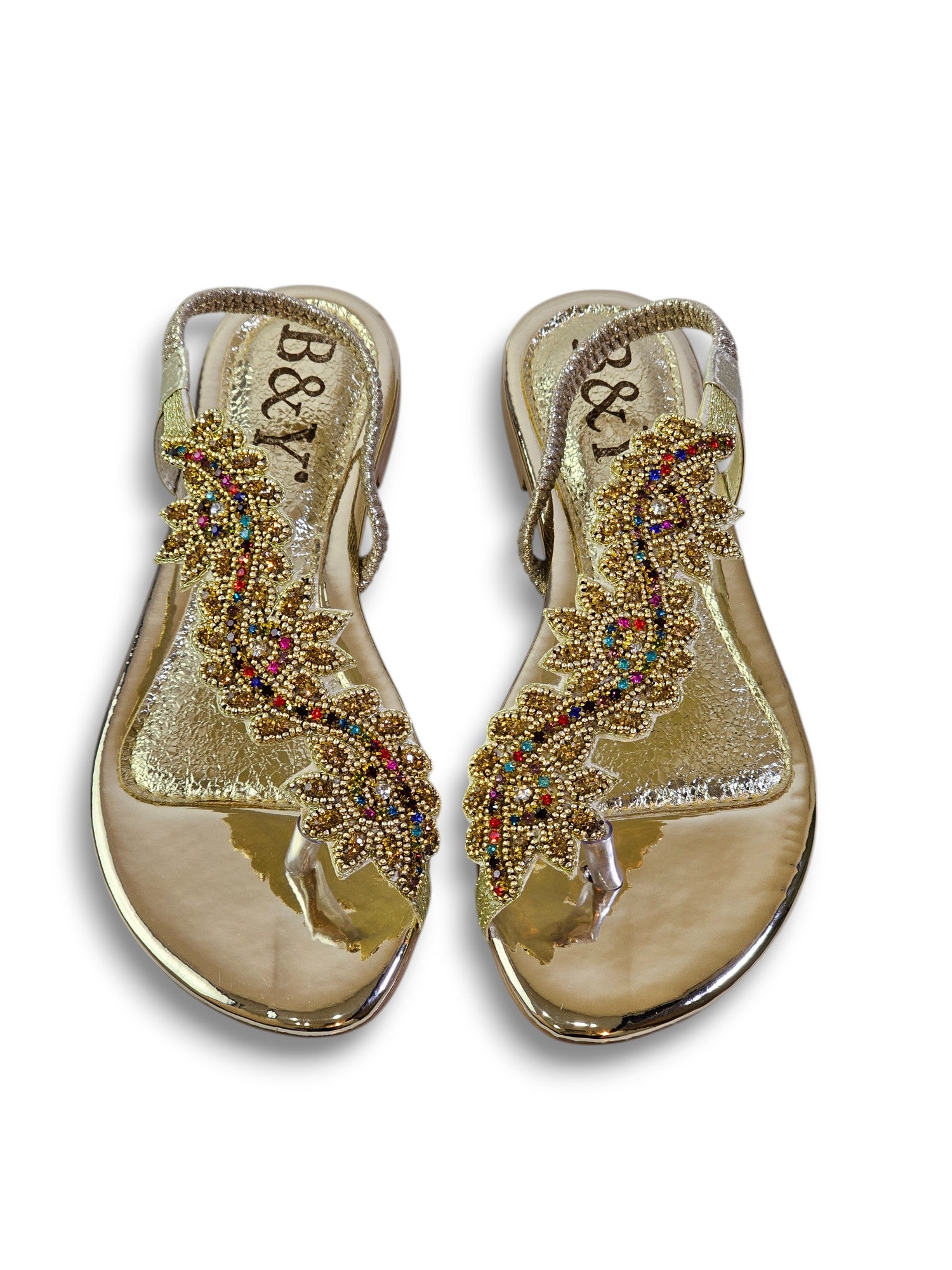 Sandália 8018 Dourado Colorido Sem Salto