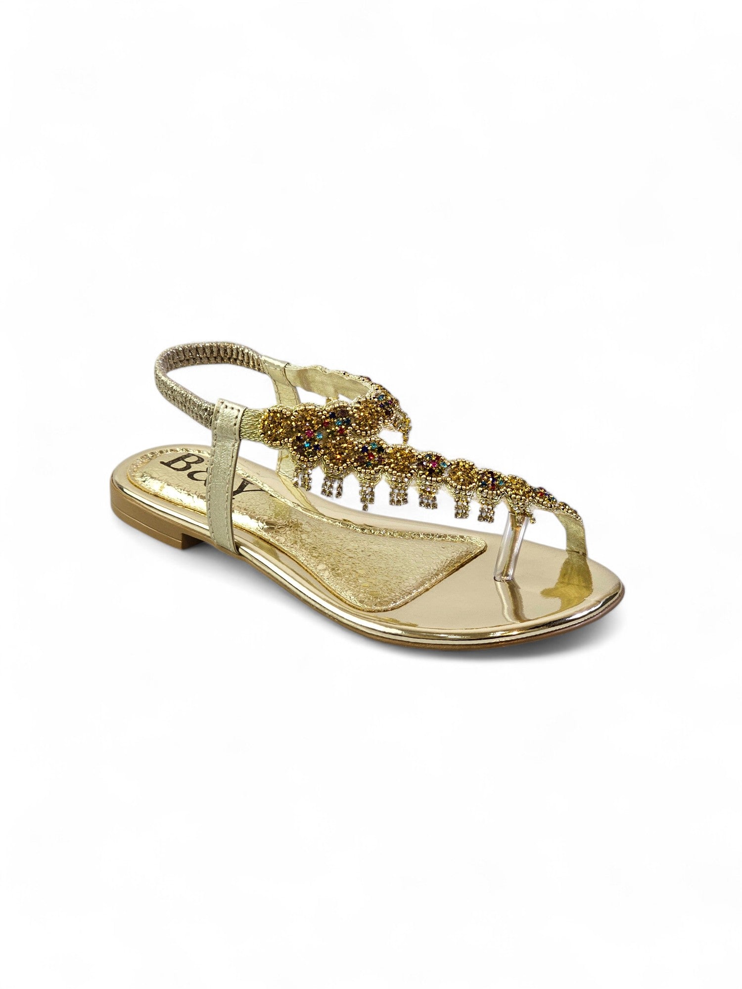 Sandália 9139 Dourado Colorido Sem Salto